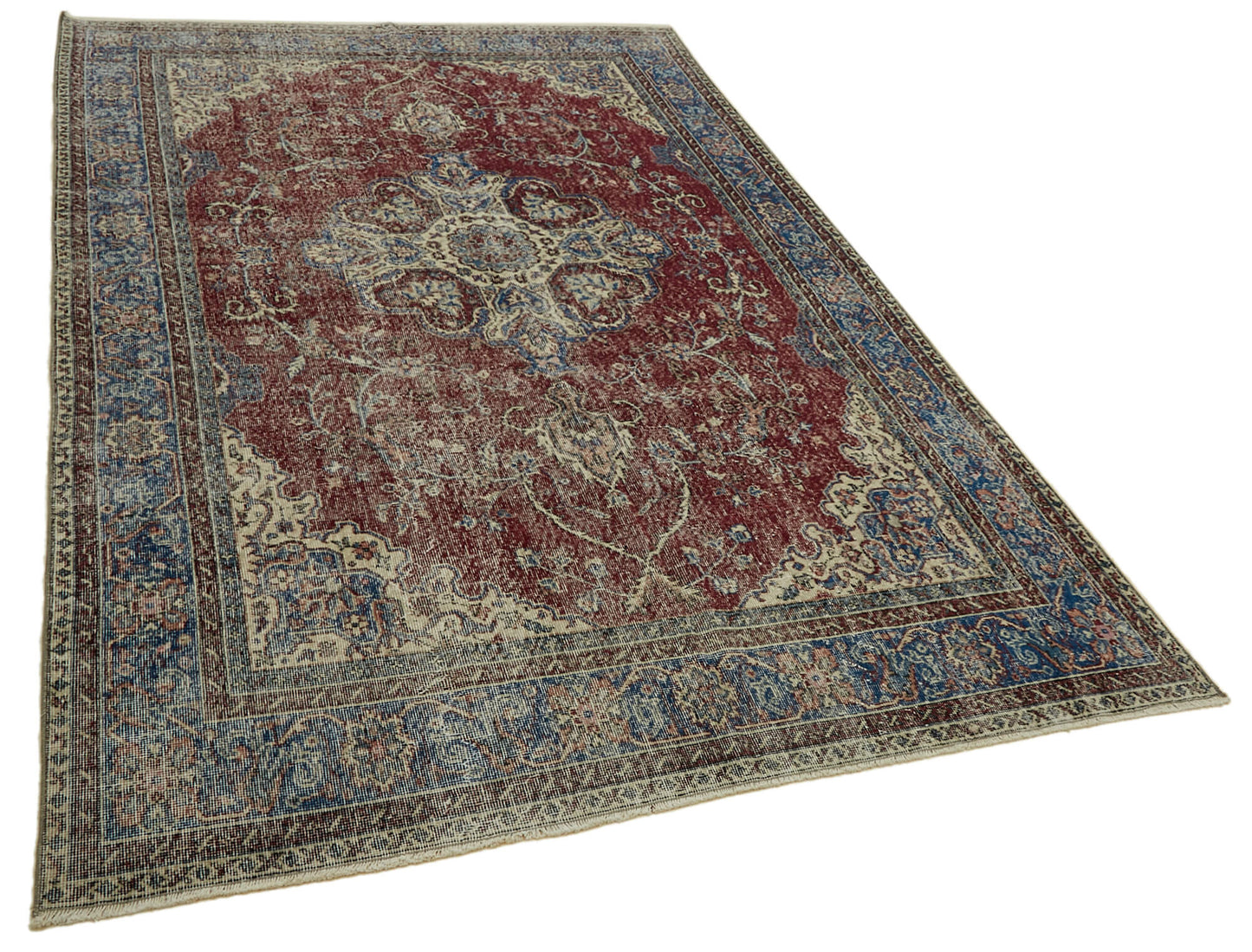 7x10 Beige Turkish Vintage Area Rug - 46373