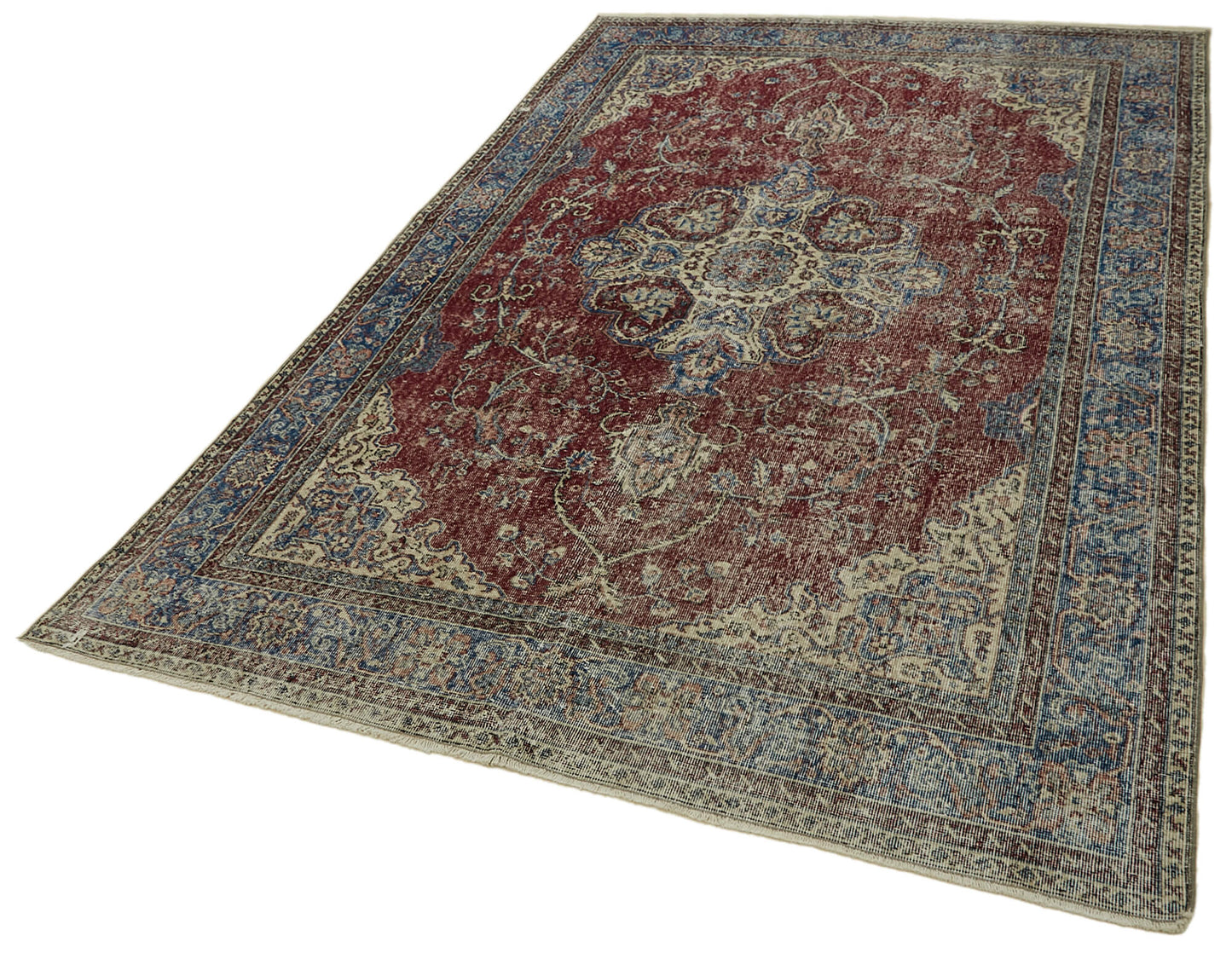 7x10 Beige Turkish Vintage Area Rug - 46373