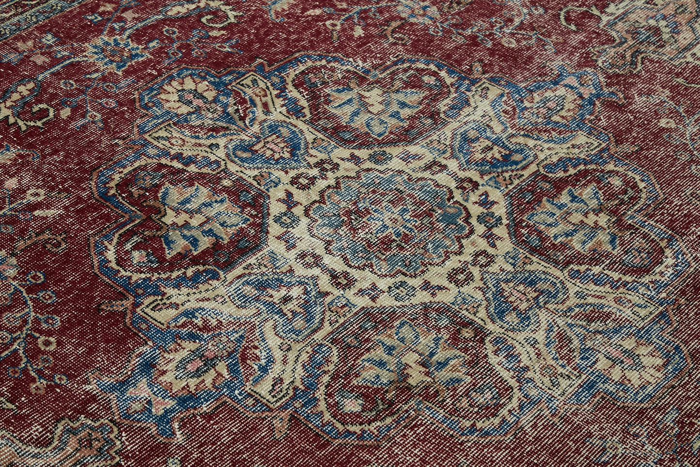 7x10 Beige Turkish Vintage Area Rug - 46373