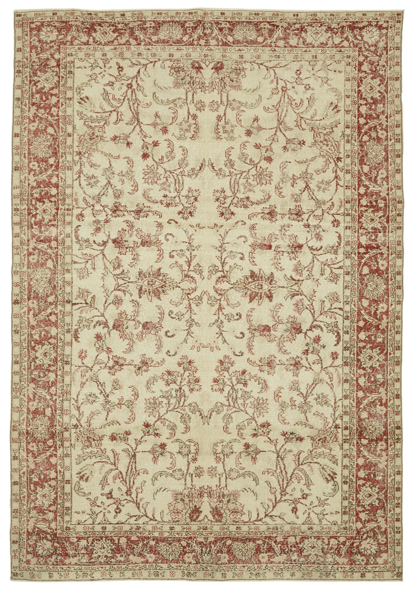 7x10 Beige Turkish Vintage Area Rug - 46375