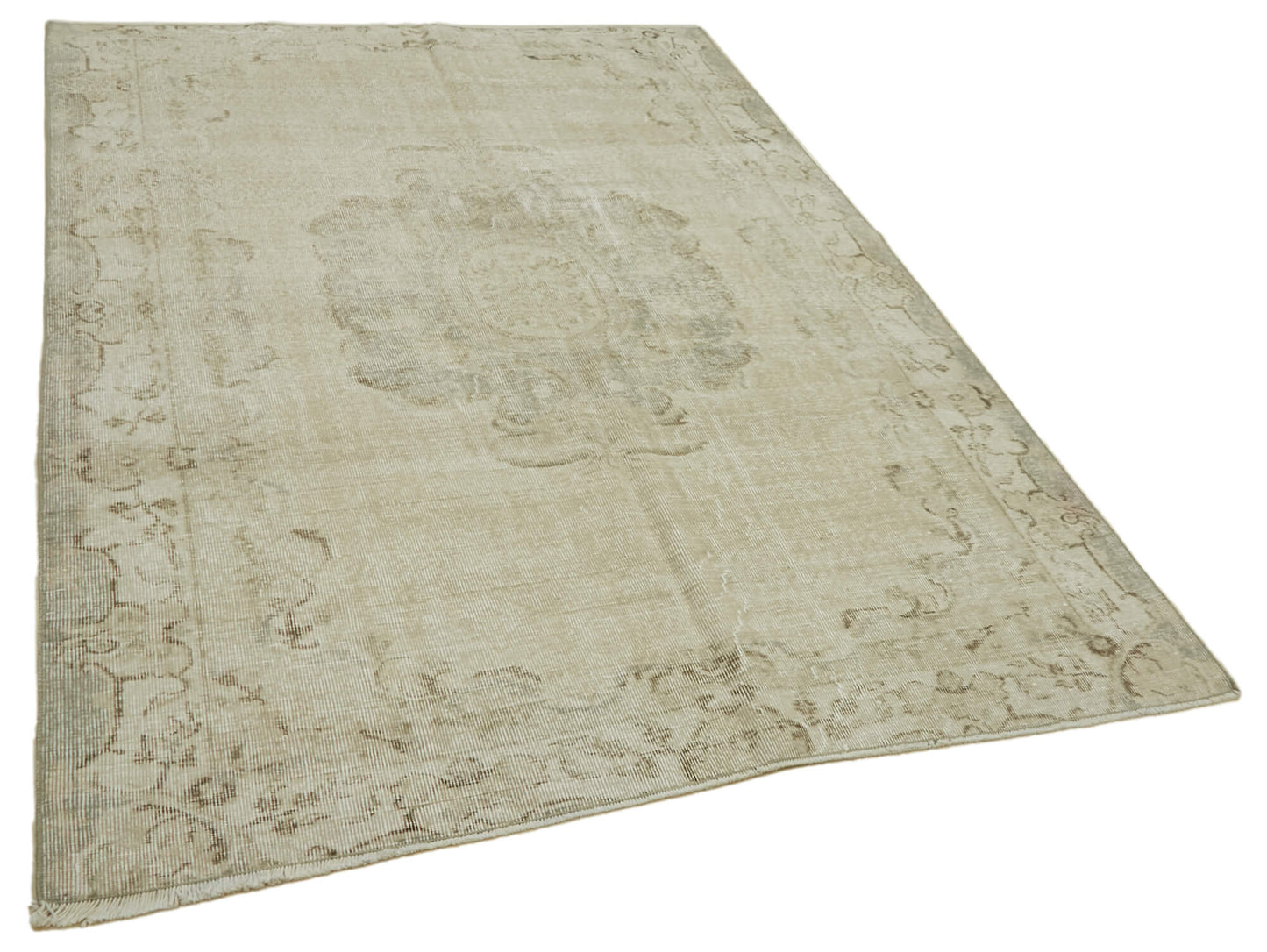 6x8 Beige Turkish Vintage Area Rug - 46377