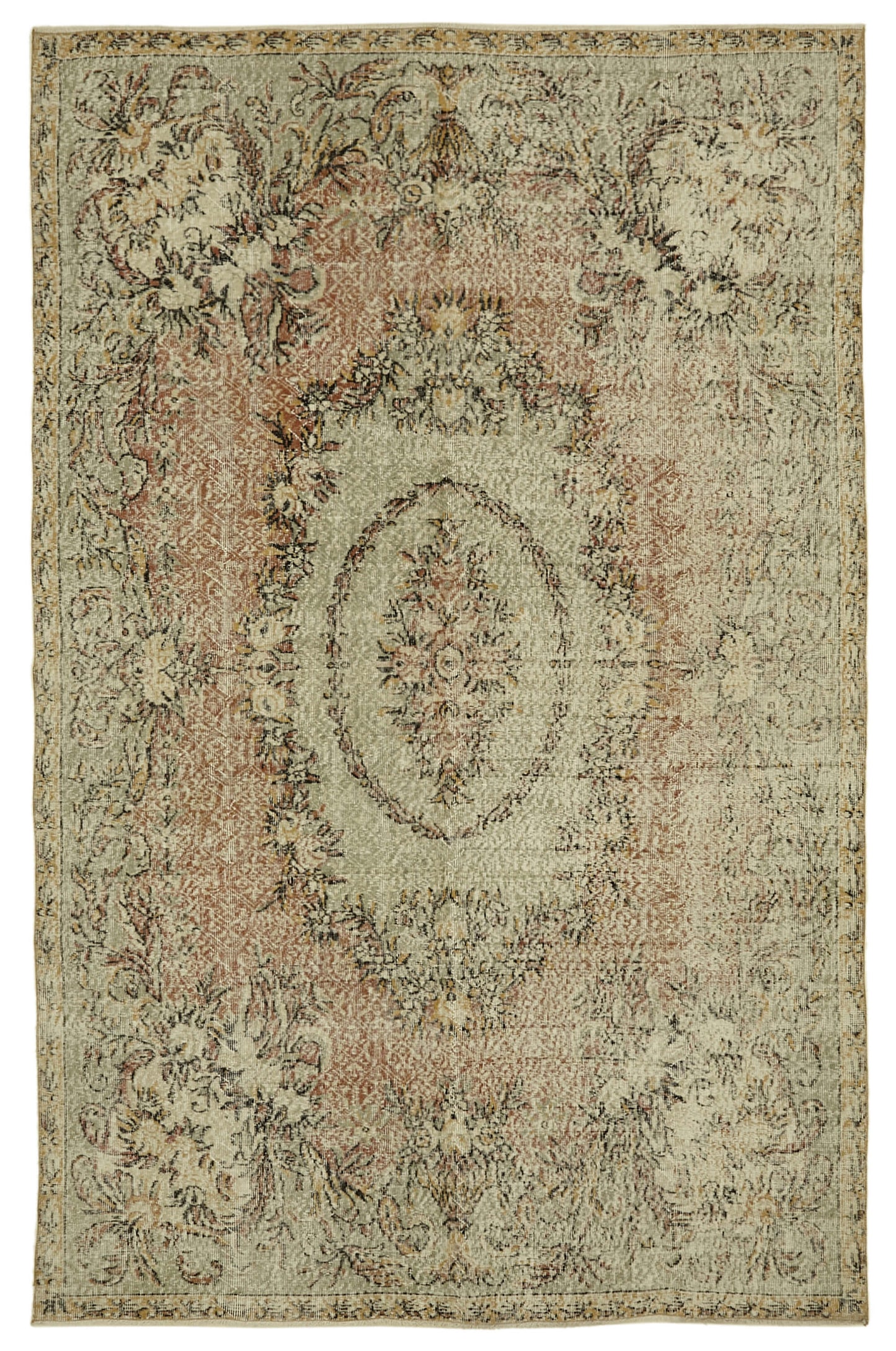 6x10 Beige Turkish Vintage Area Rug - 46378