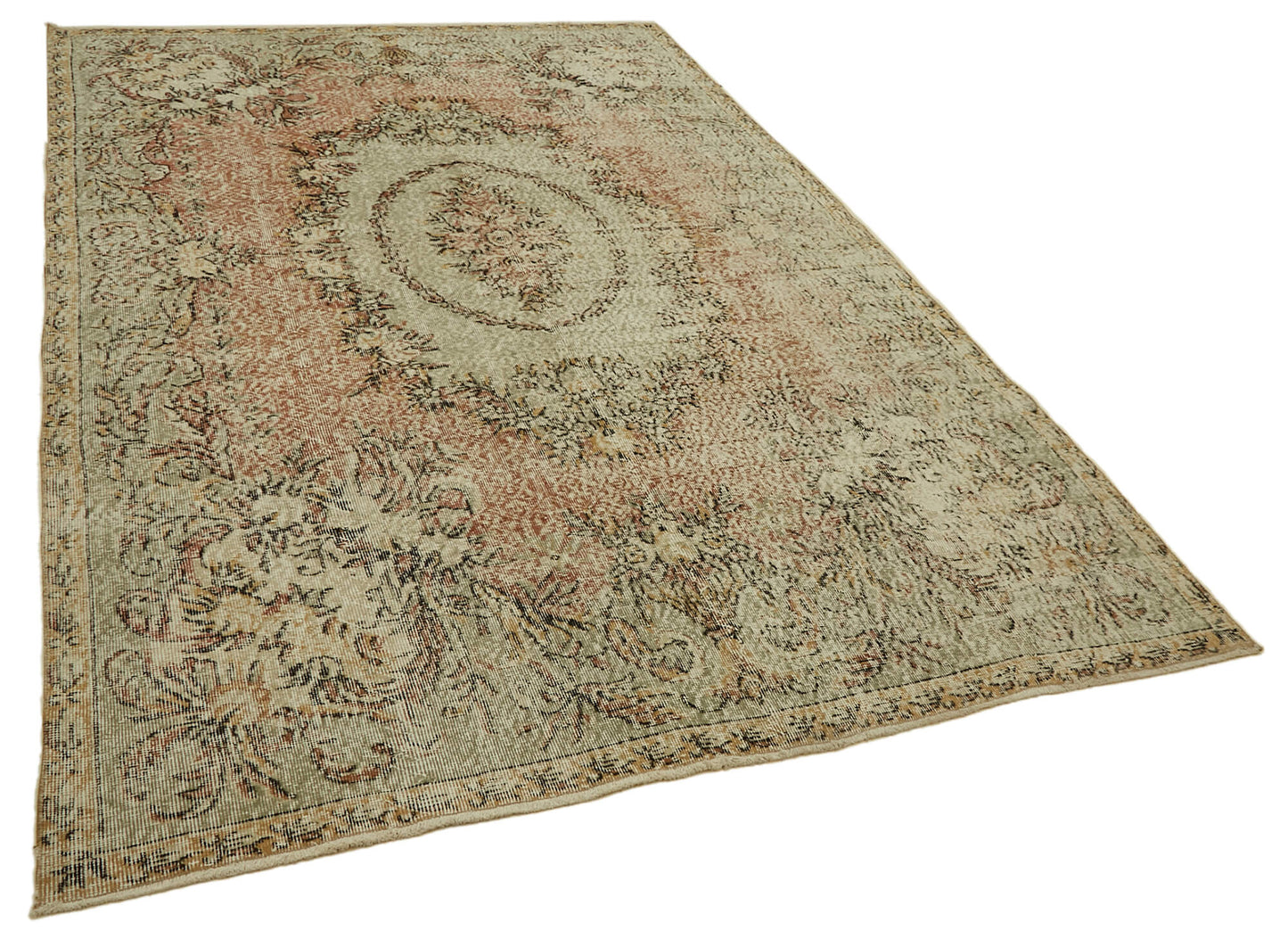 6x10 Beige Turkish Vintage Area Rug - 46378