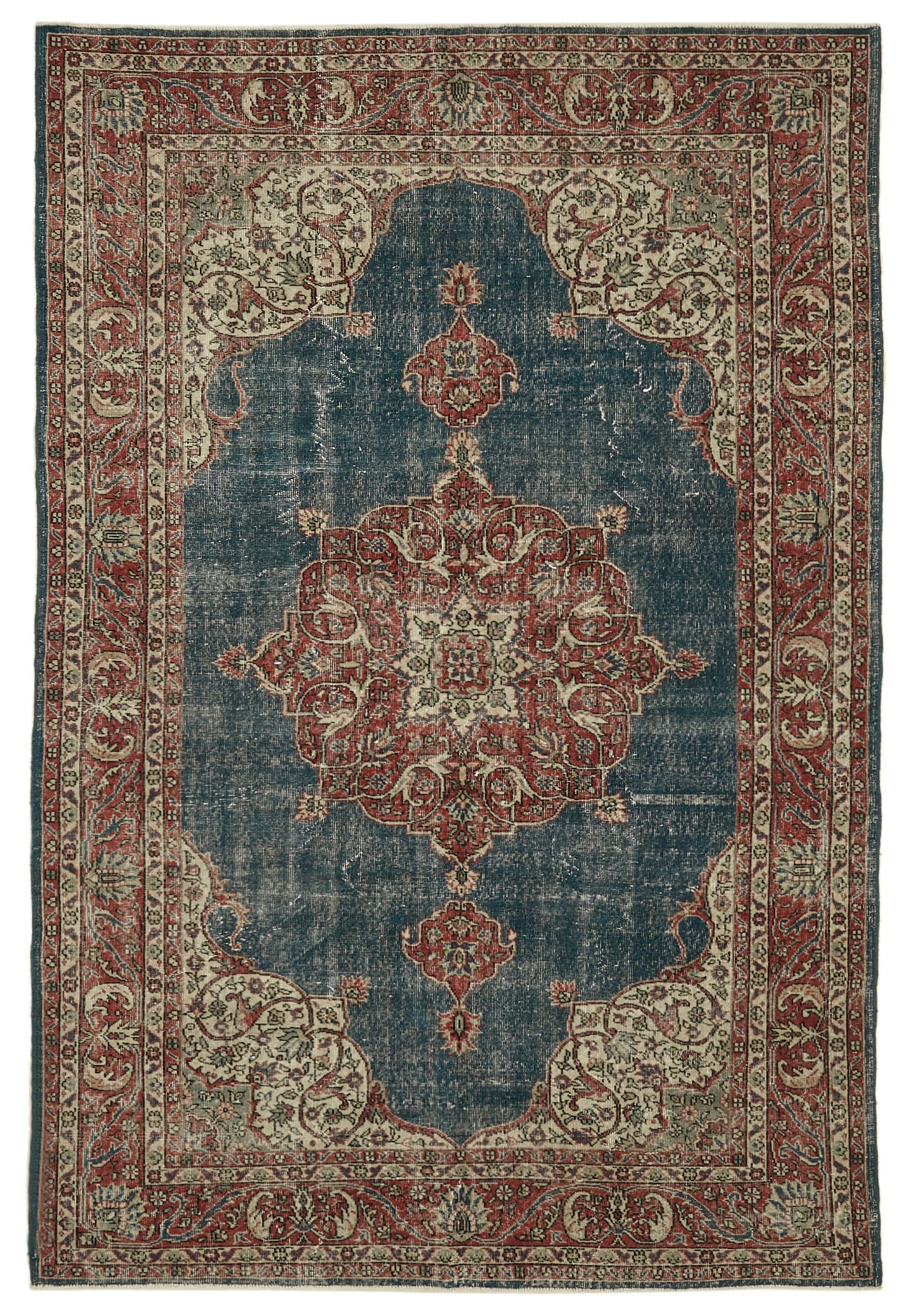 6x10 Beige Turkish Vintage Area Rug - 46383