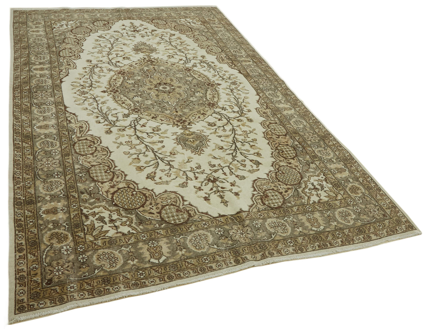 6x10 Beige Turkish Vintage Area Rug - 46384