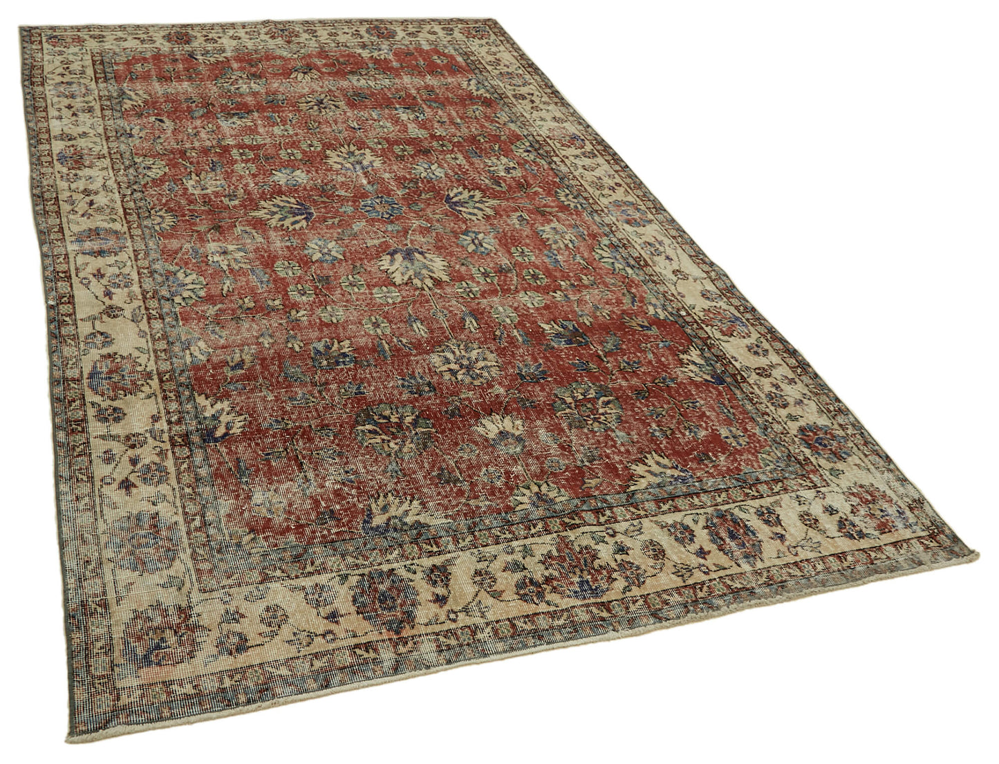 6x10 Beige Turkish Vintage Area Rug - 46386