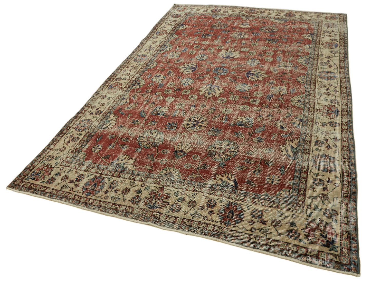 6x10 Beige Turkish Vintage Area Rug - 46386