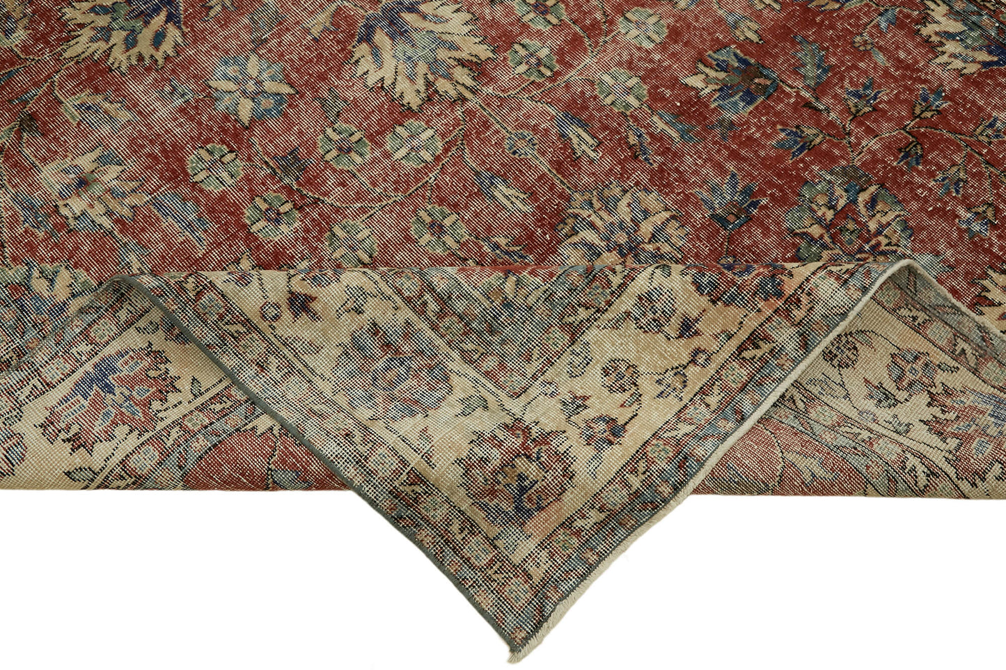 6x10 Beige Turkish Vintage Area Rug - 46386
