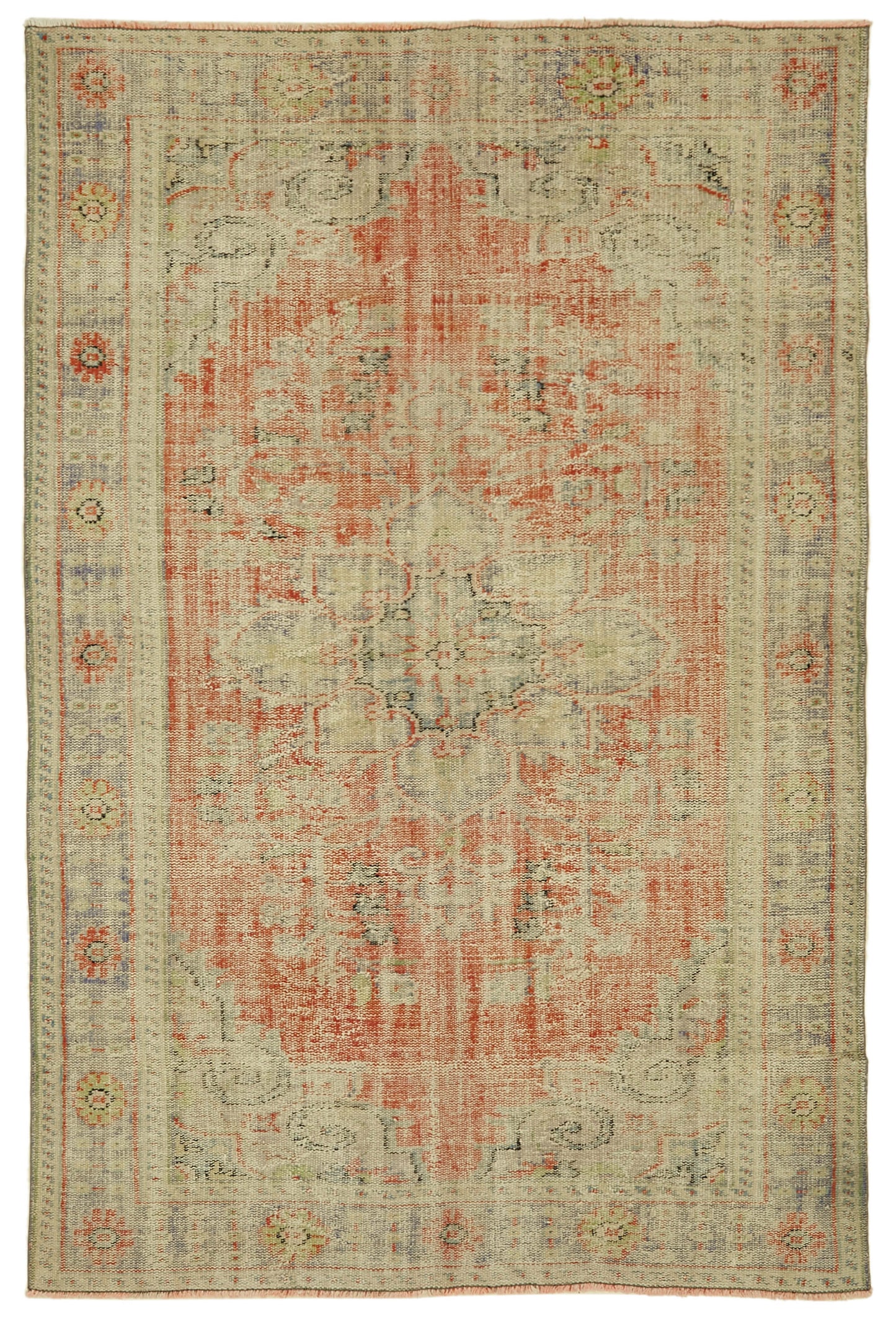 6x10 Beige Turkish Vintage Area Rug - 46387