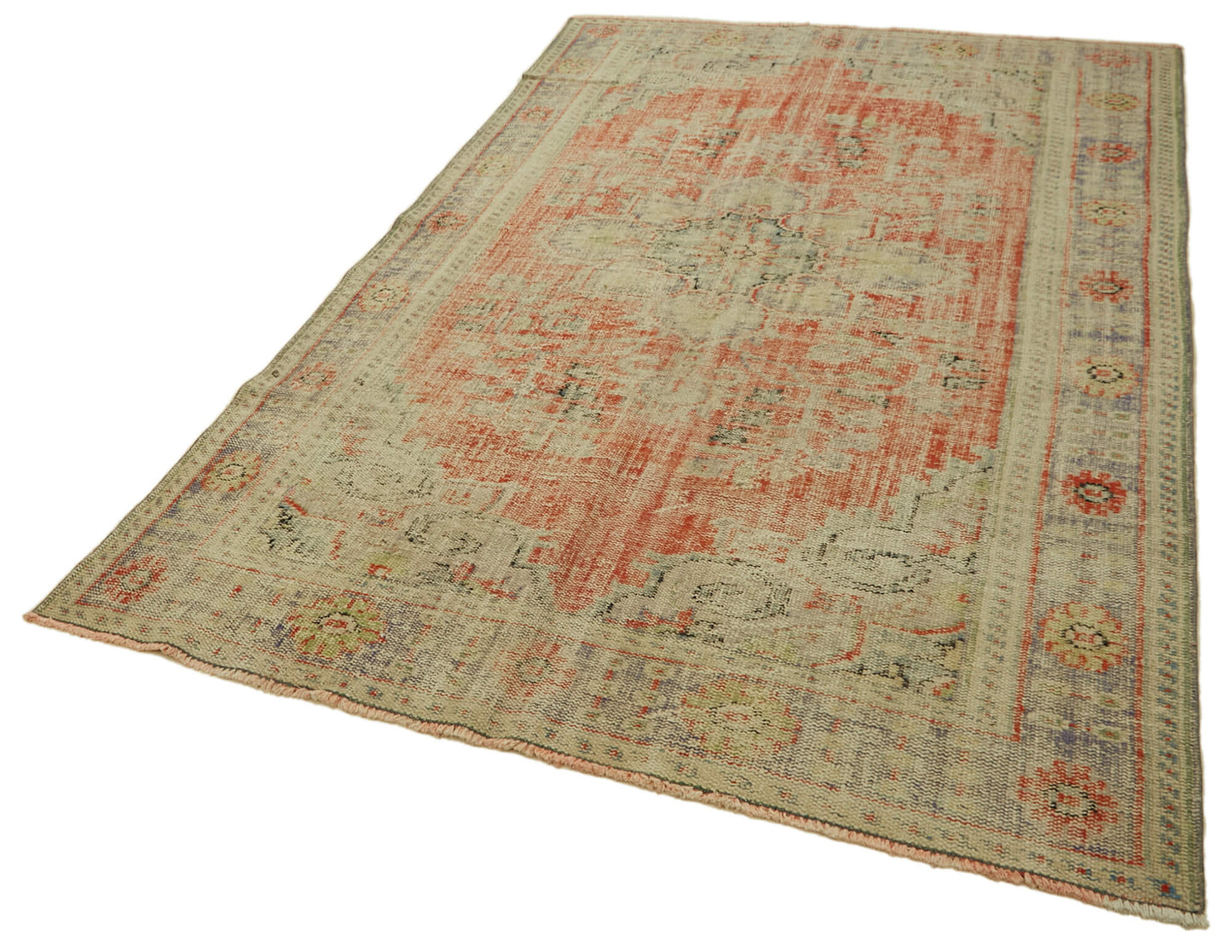 6x10 Beige Turkish Vintage Area Rug - 46387