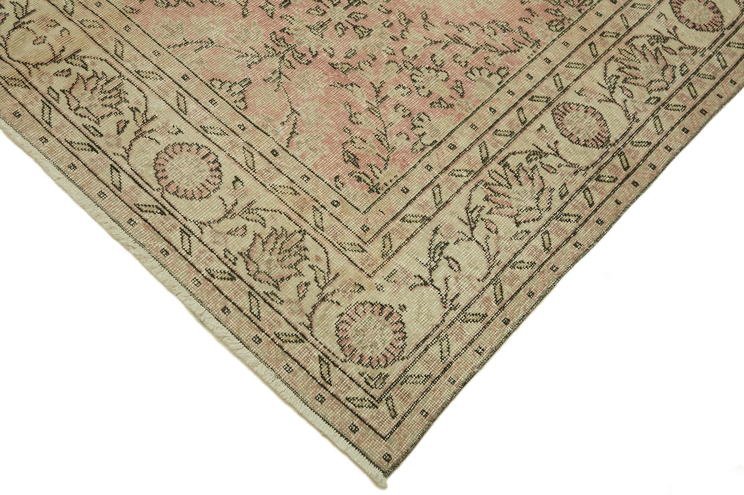 7x10 Beige Turkish Vintage Area Rug - 46389