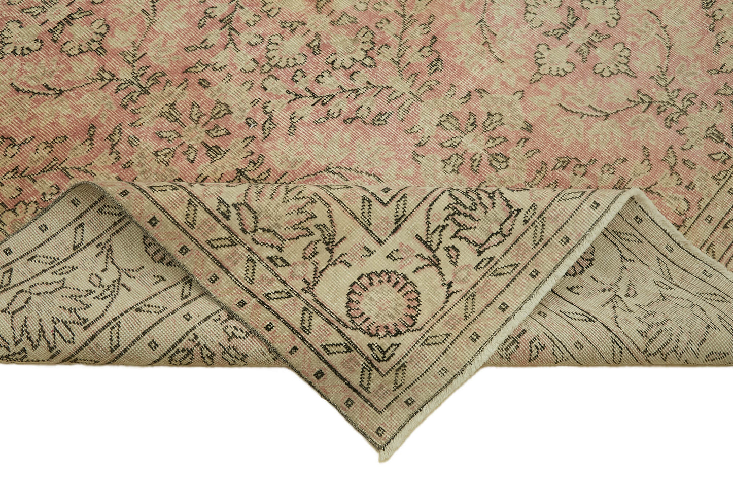 7x10 Beige Turkish Vintage Area Rug - 46389