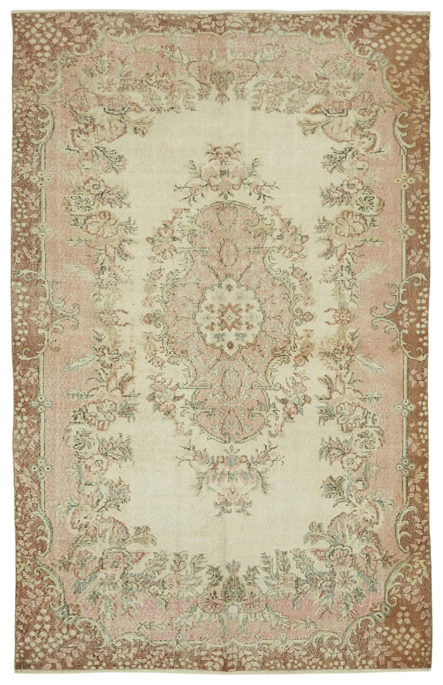 6x10 Beige Turkish Vintage Area Rug - 46391