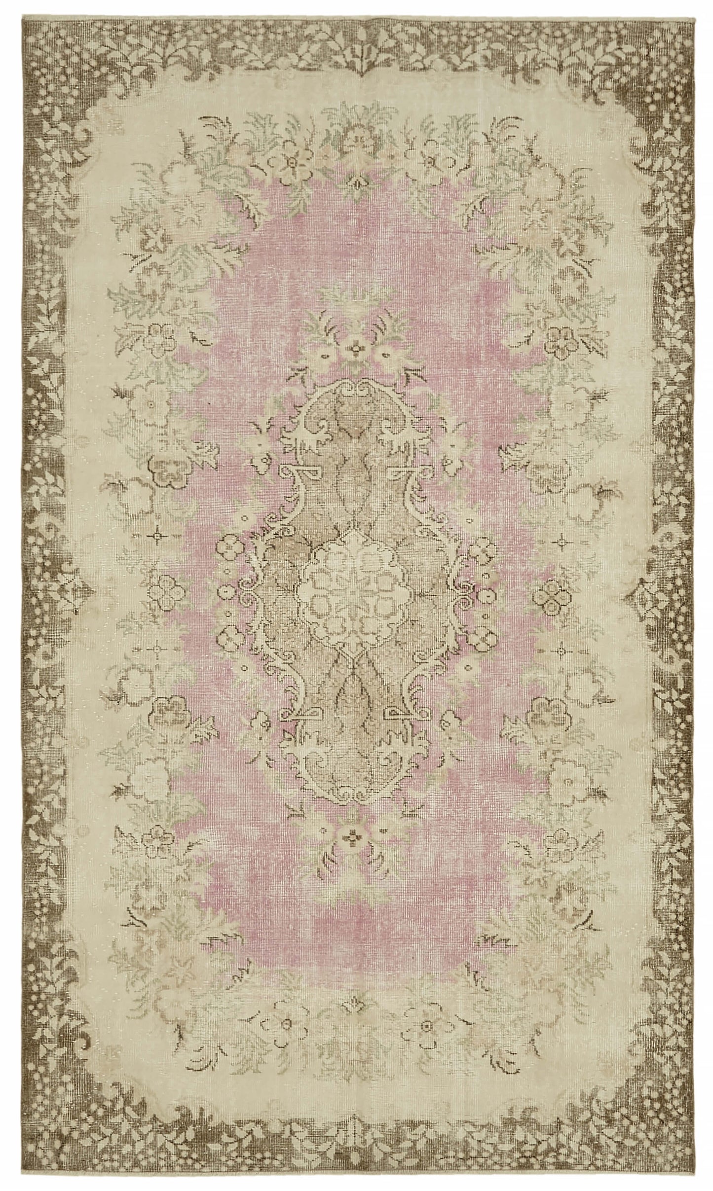 6x10 Beige Turkish Vintage Area Rug - 46392