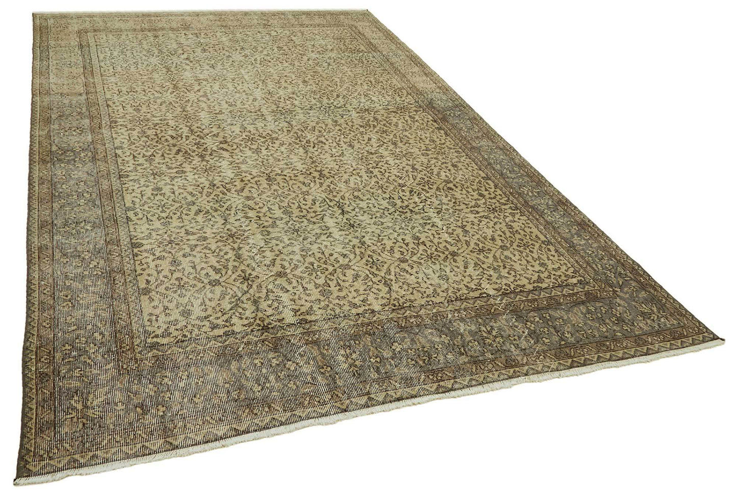 7x10 Beige Turkish Vintage Area Rug - 46488
