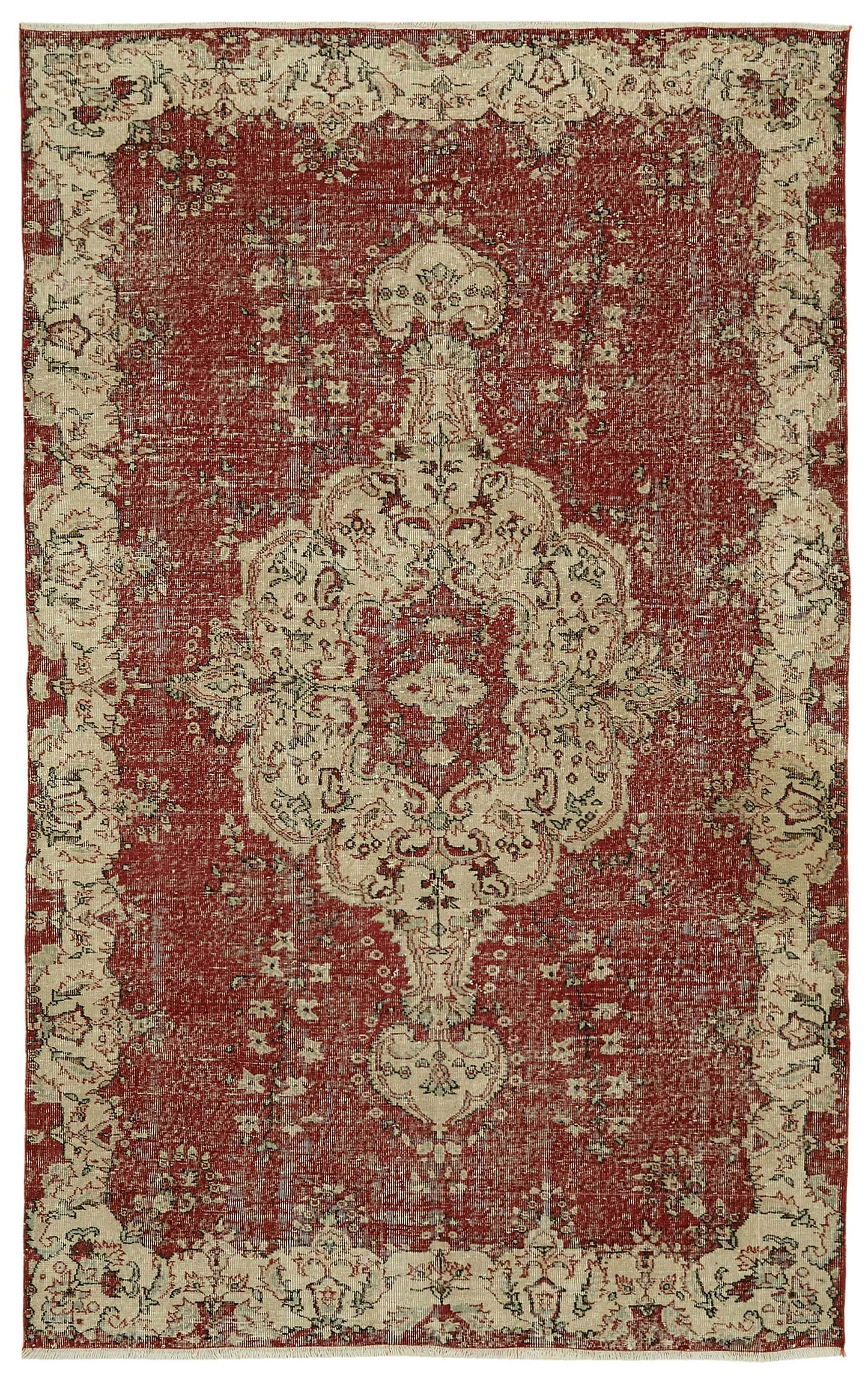 7x11 Beige Turkish Vintage Area Rug - 46491
