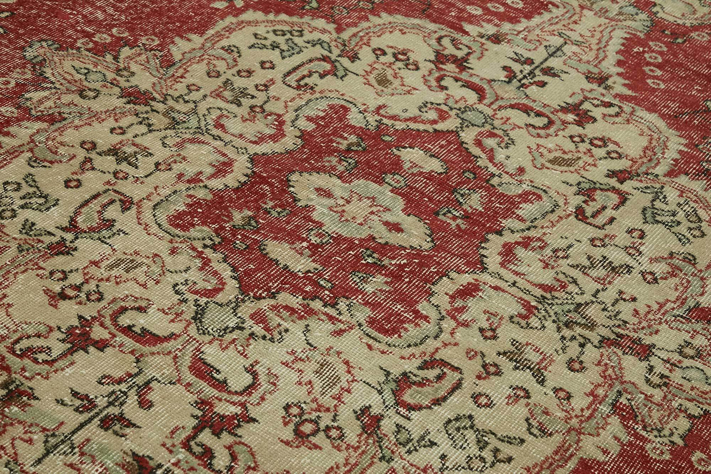 7x11 Beige Turkish Vintage Area Rug - 46491