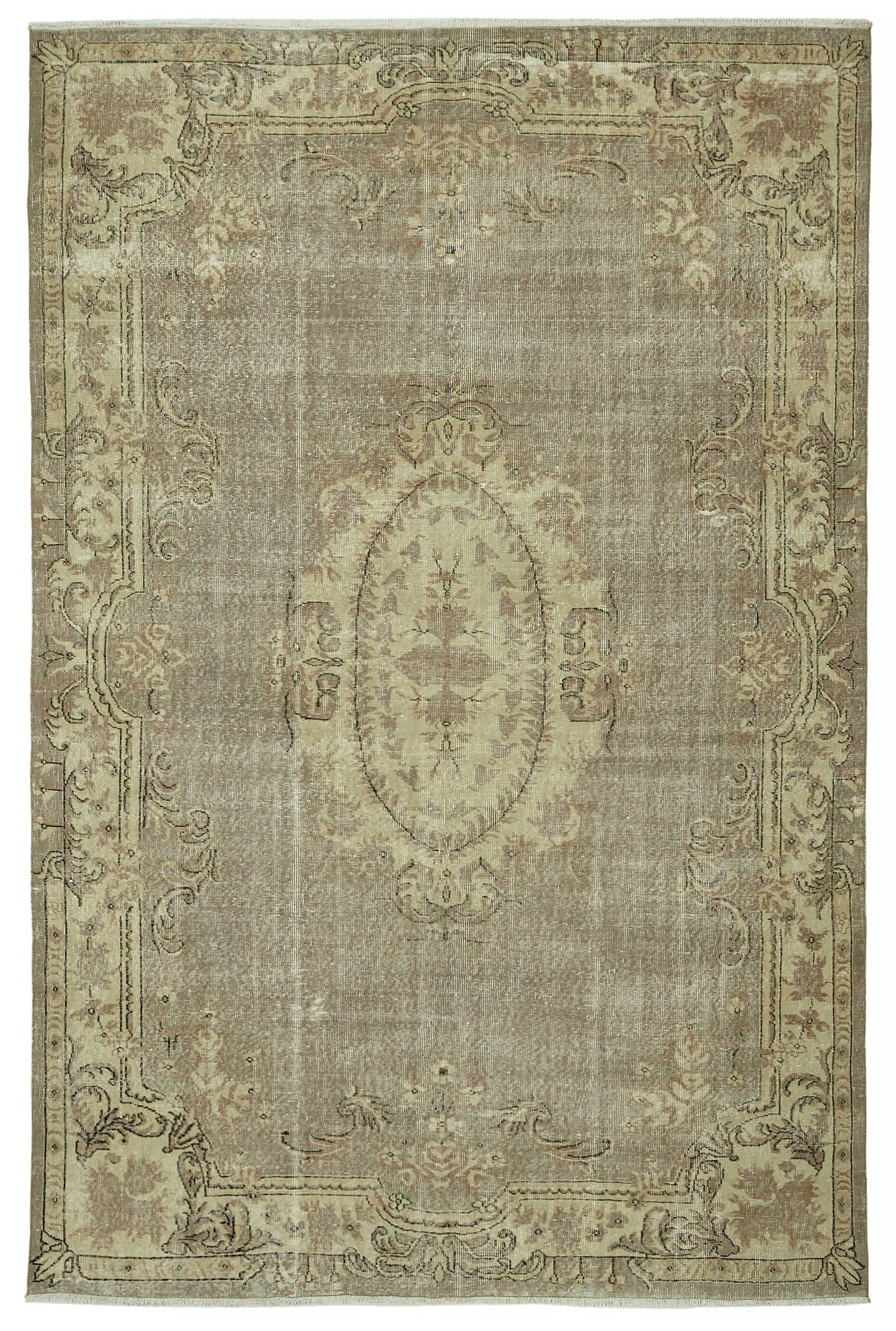 7x11 Beige Turkish Vintage Area Rug - 46496