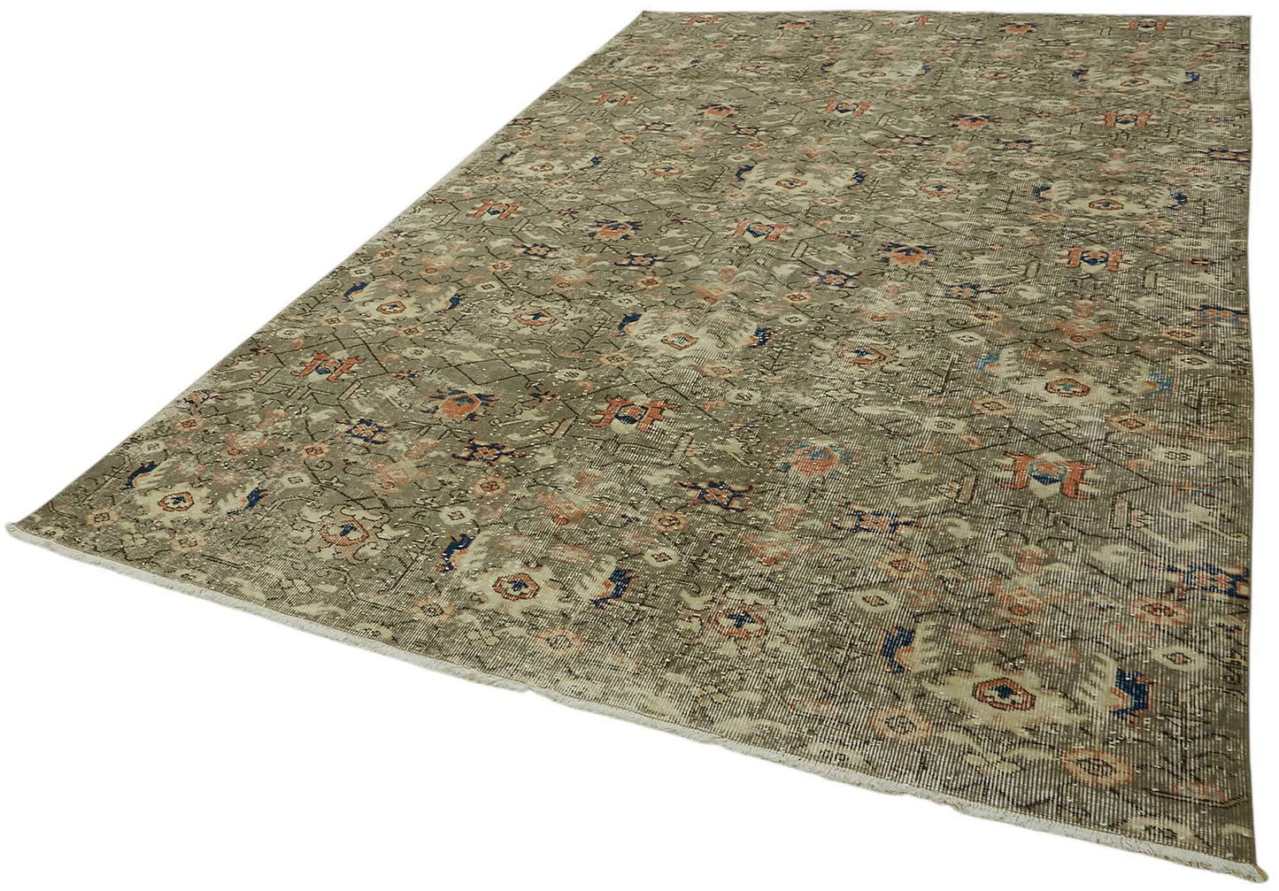 7x11 Beige Turkish Vintage Area Rug - 46497