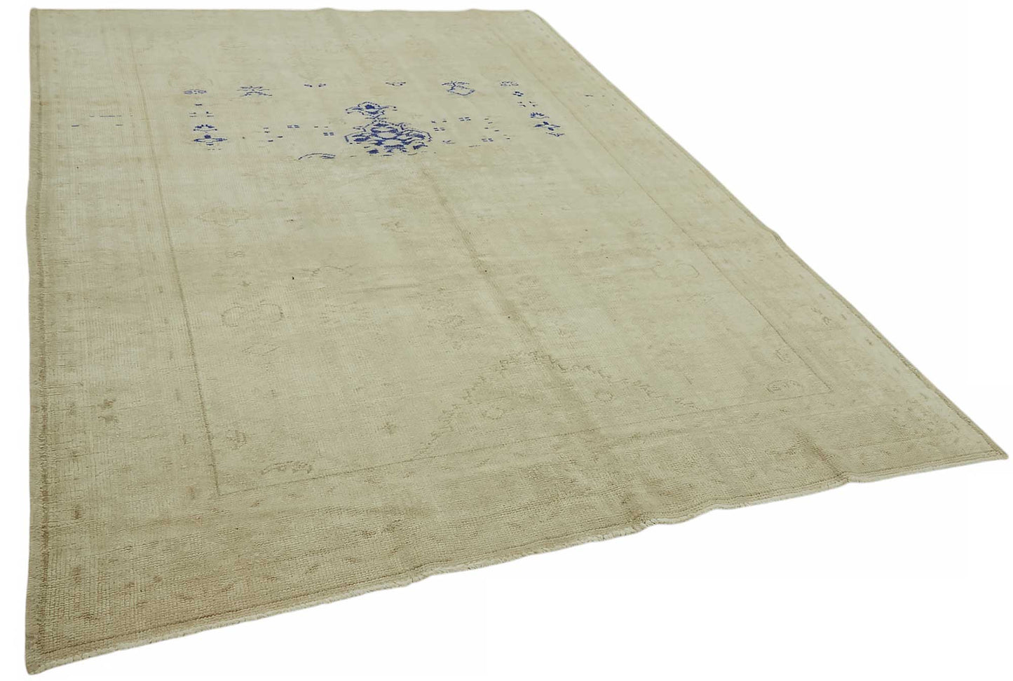 7x10 Beige Turkish Vintage Area Rug - 46508