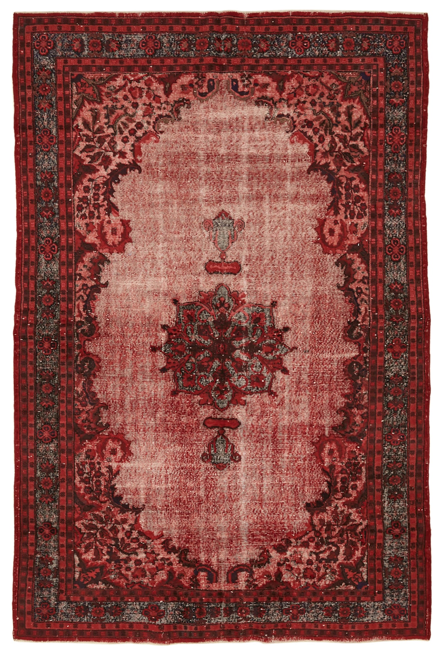 7x10 Vintage Hand-Carved Turkish Rug - 46864