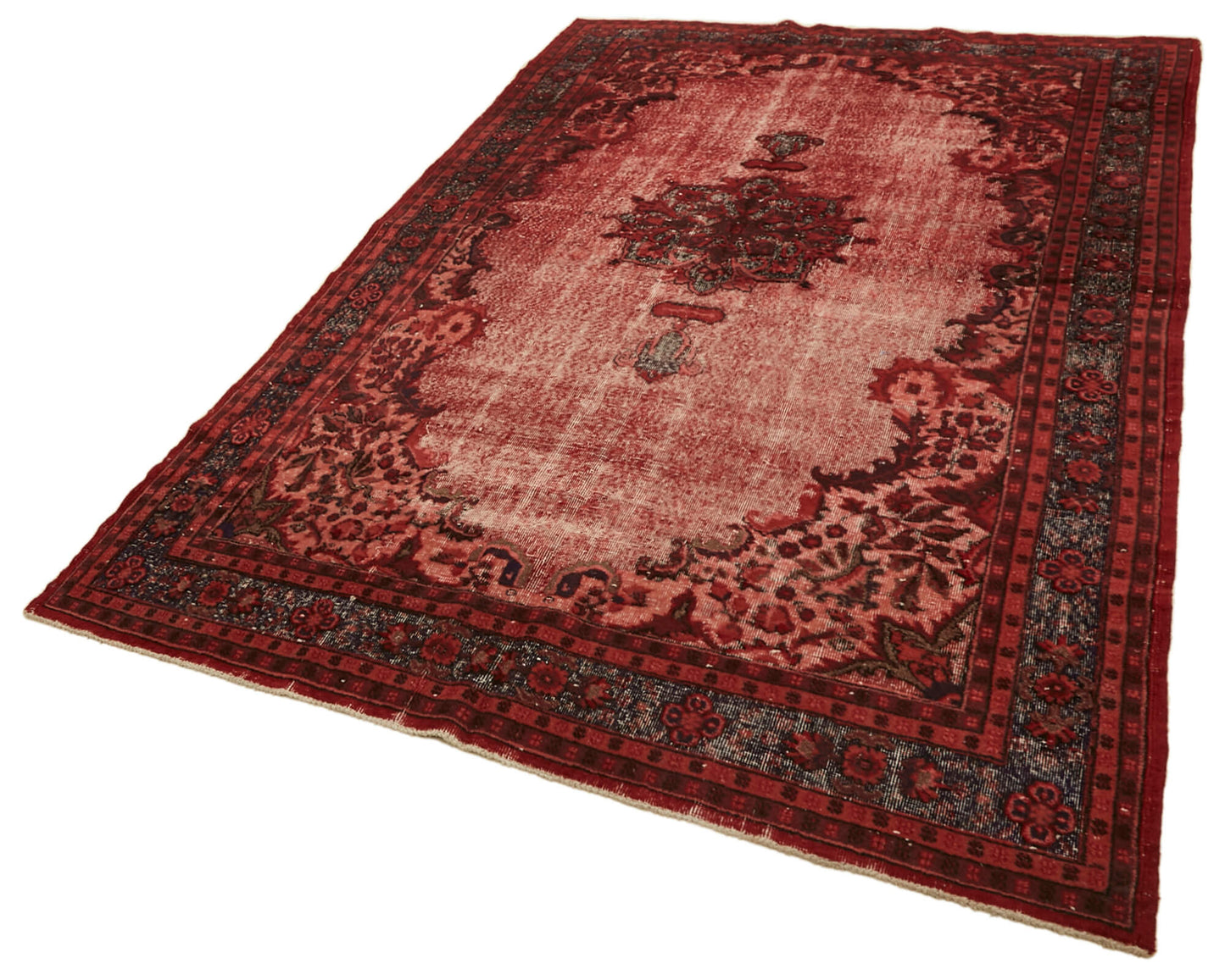 7x10 Vintage Hand-Carved Turkish Rug - 46864