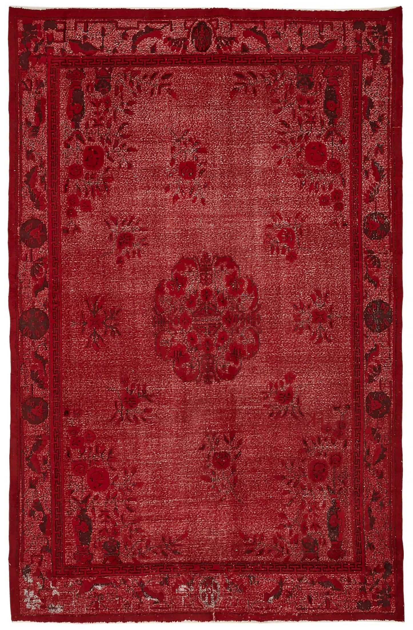 7x10 Vintage Hand-Carved Turkish Rug - 46890