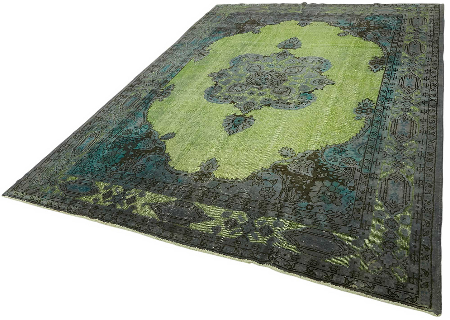 7x10 Vintage Hand-Carved Turkish Rug - 46896