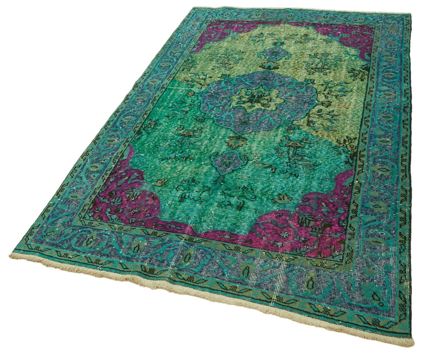 5x9 Vintage Hand-Carved Turkish Rug - 46923