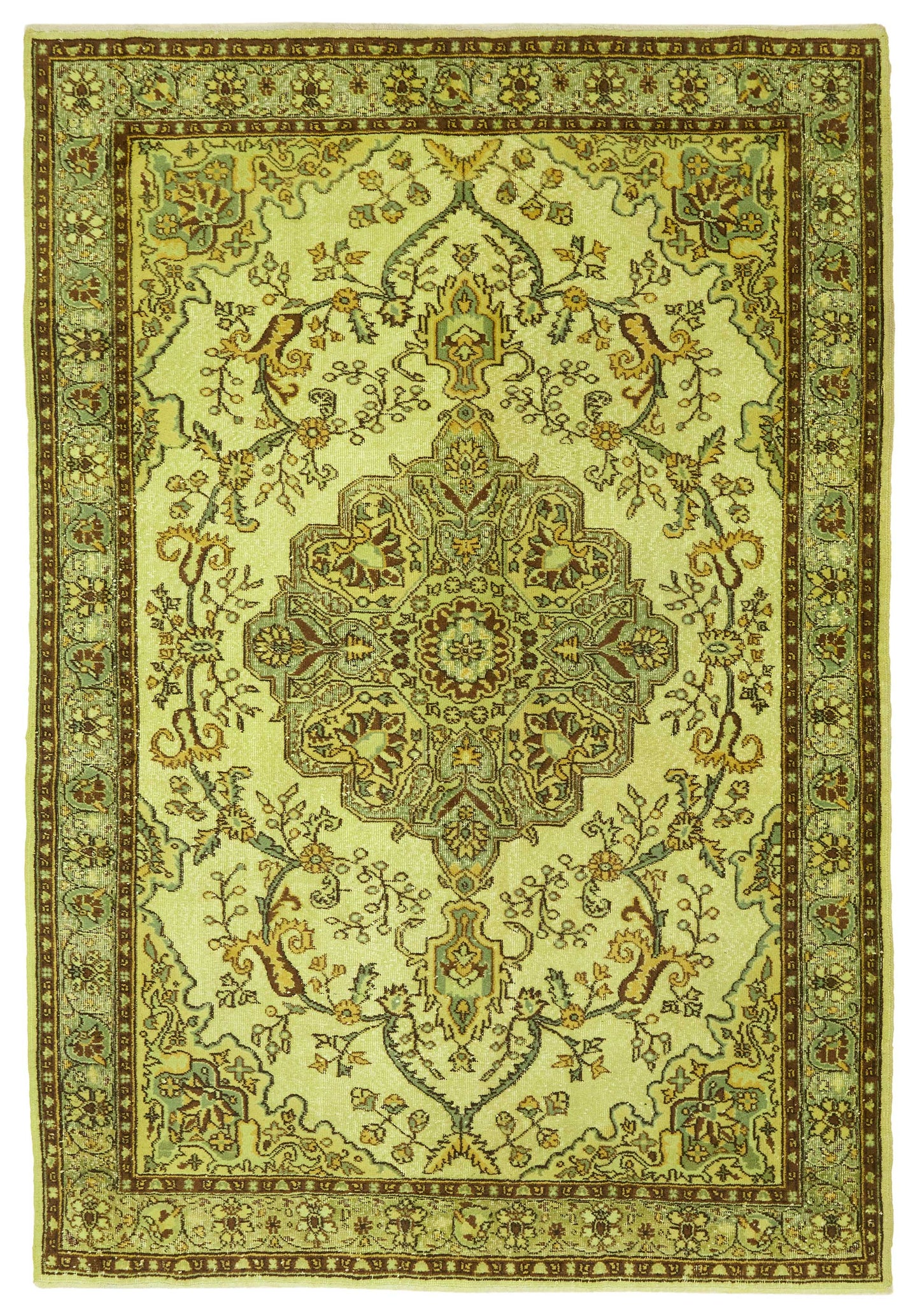 7x9 Vintage Hand-Carved Turkish Rug - 46926