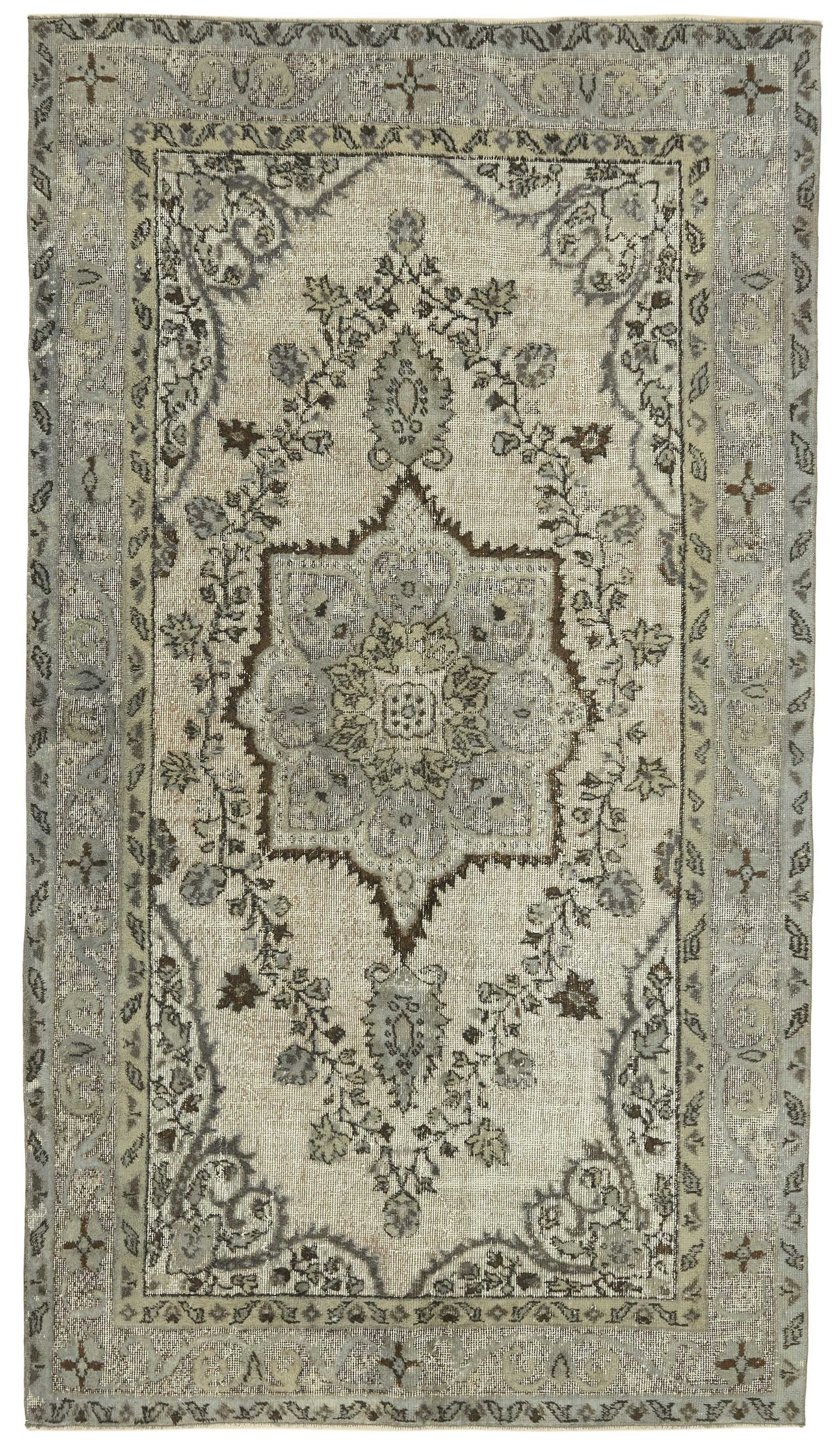 5x10 Vintage Hand-Carved Turkish Rug - 46944