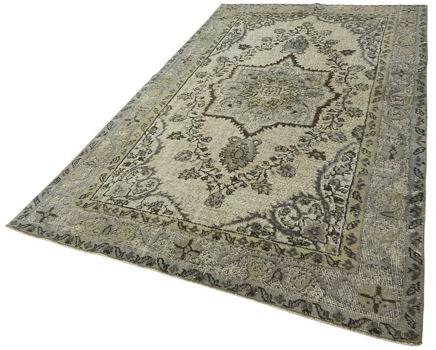 5x10 Vintage Hand-Carved Turkish Rug - 46944