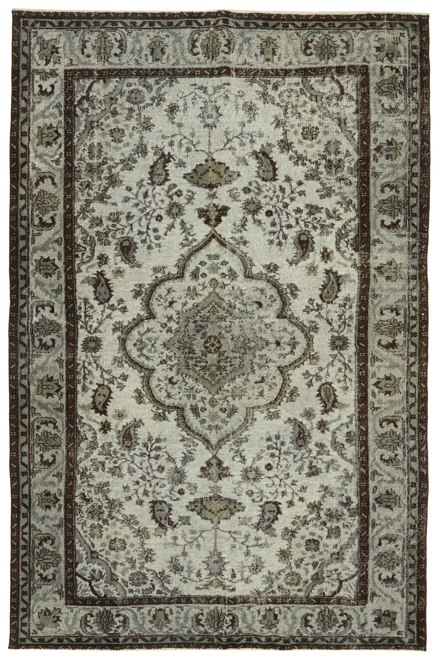 7x10 Vintage Hand-Carved Turkish Rug - 46950