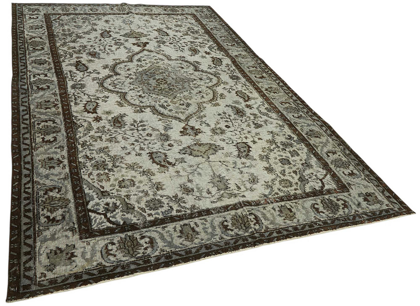 7x10 Vintage Hand-Carved Turkish Rug - 46950