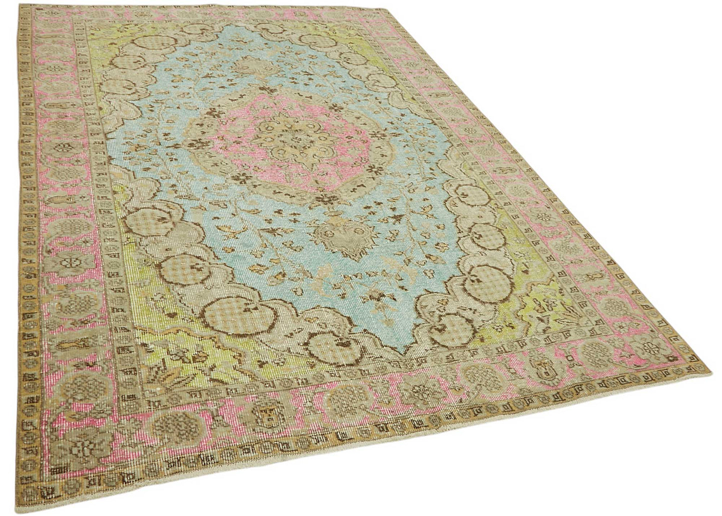 6x9 Vintage Hand-Carved Turkish Rug - 46958