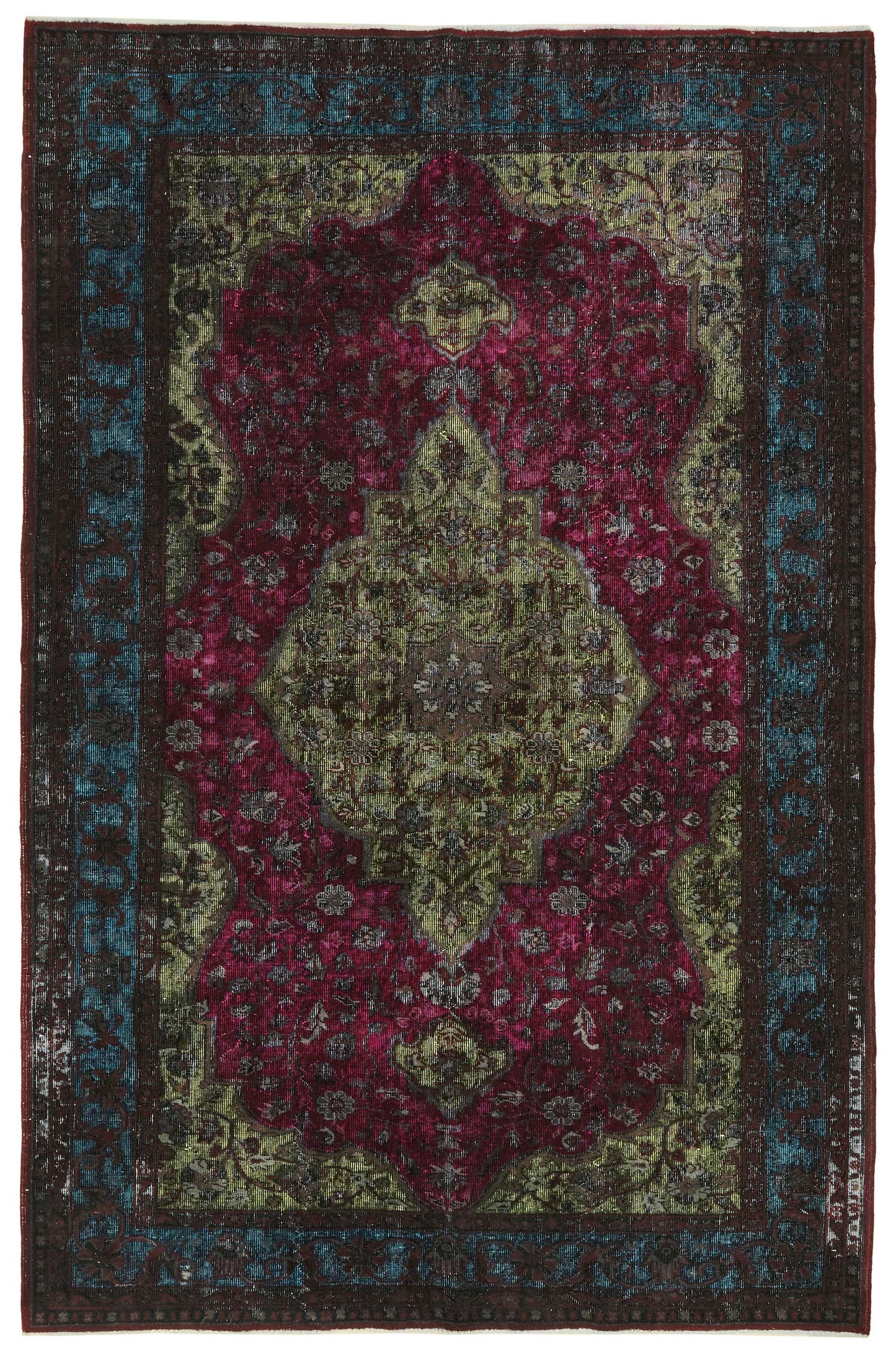 7x10 Vintage Hand-Carved Turkish Rug - 46960