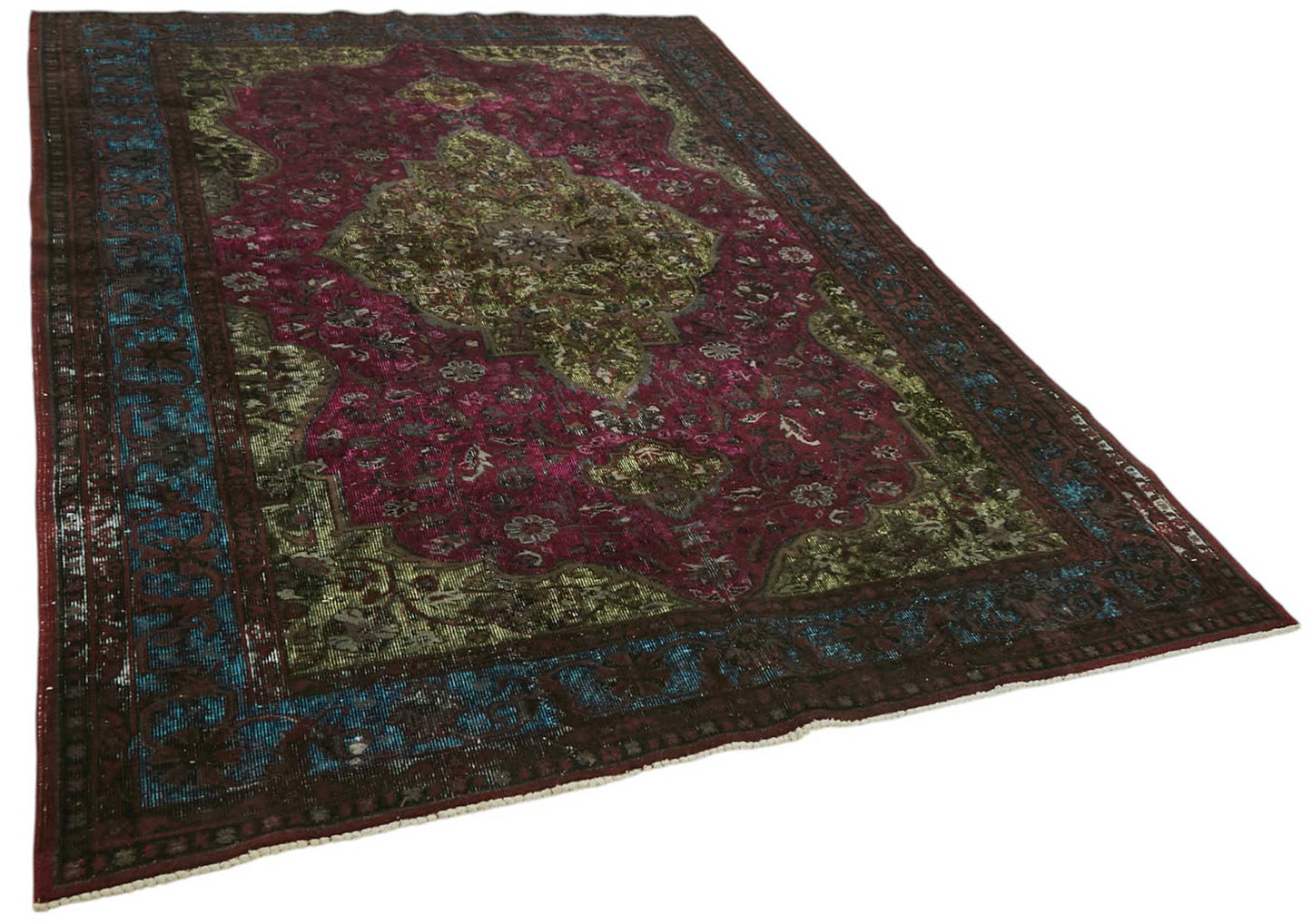 7x10 Vintage Hand-Carved Turkish Rug - 46960