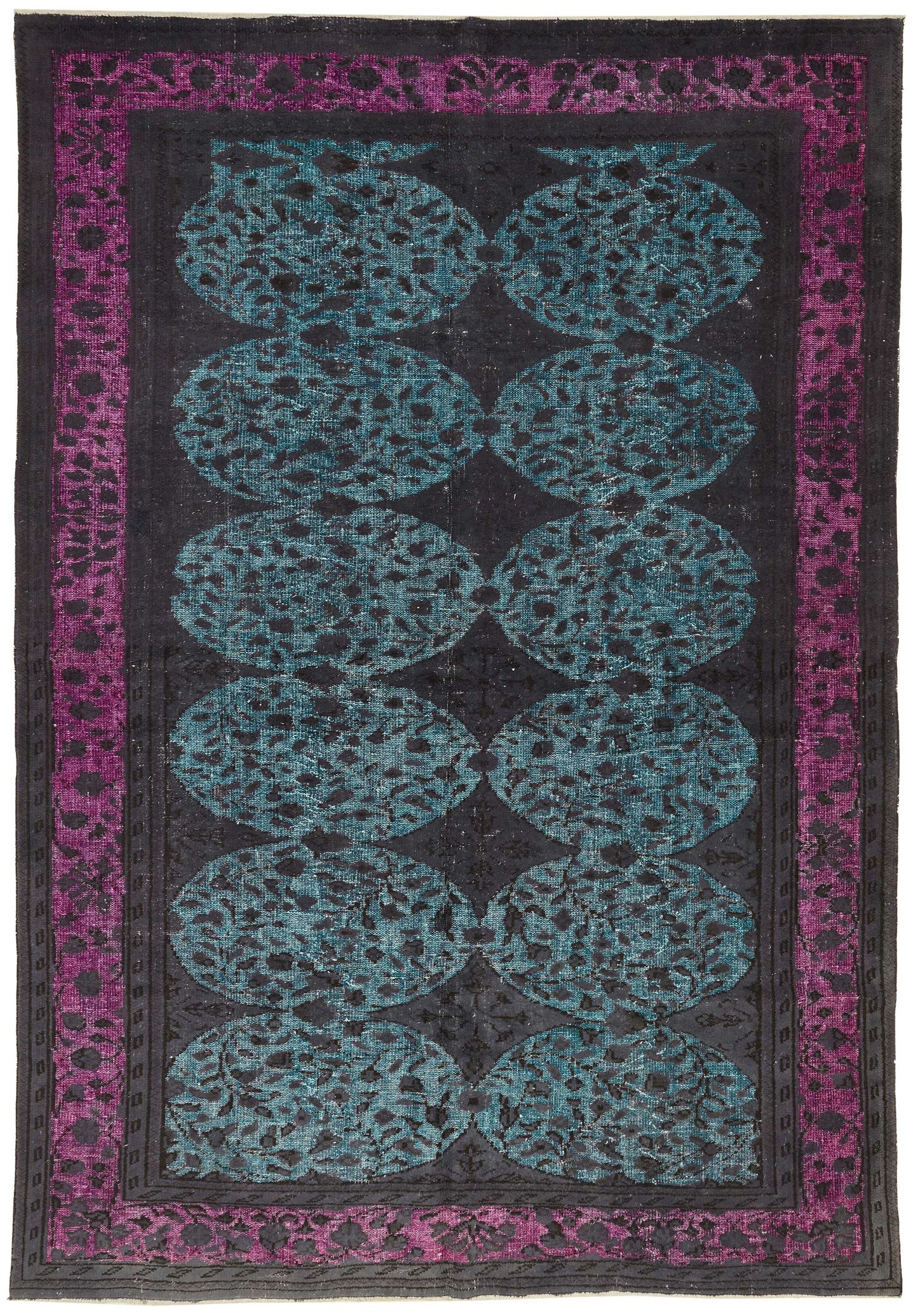 7x11 Vintage Hand-Carved Turkish Rug - 46961