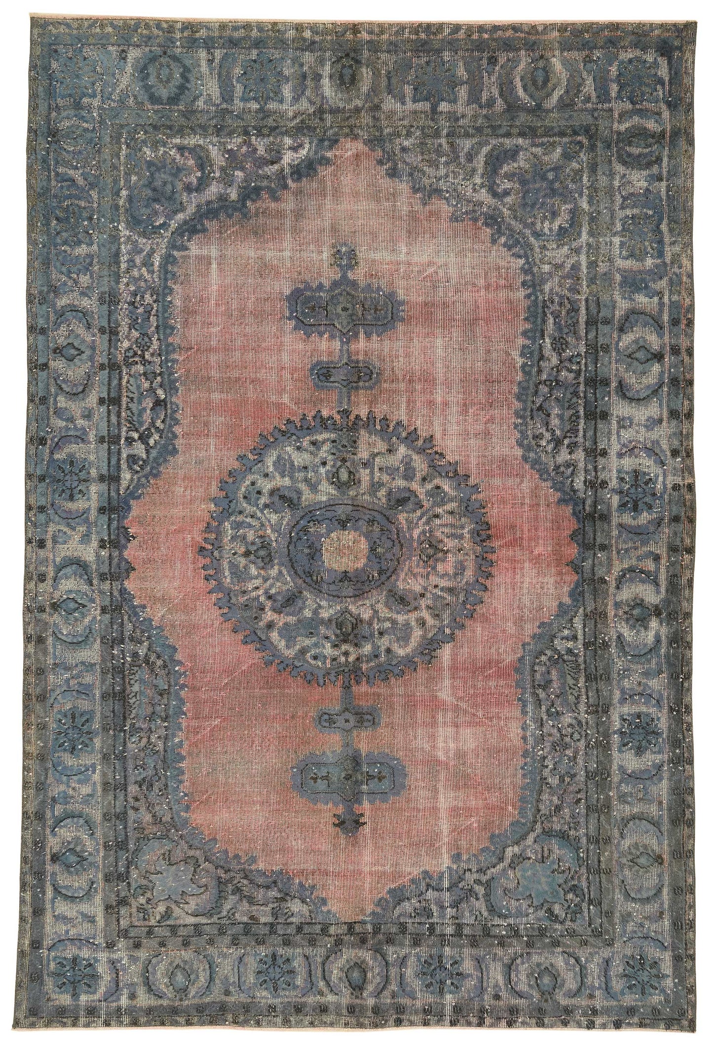 7x10 Vintage Hand-Carved Turkish Rug - 46978