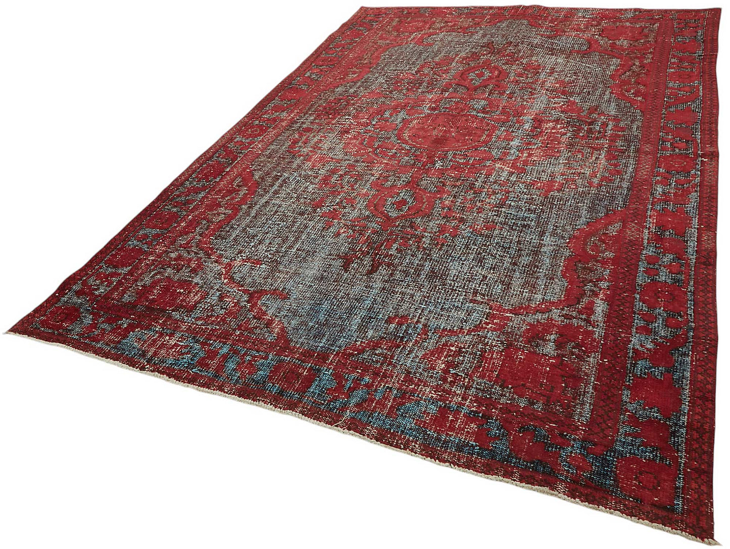 7x10 Vintage Hand-Carved Turkish Rug - 46986
