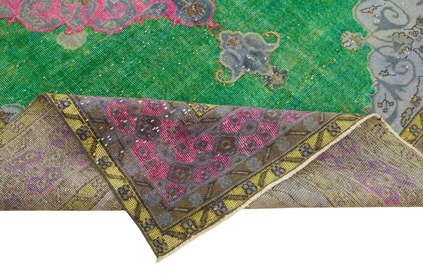 7x11 Vintage Hand-Carved Turkish Rug - 46989