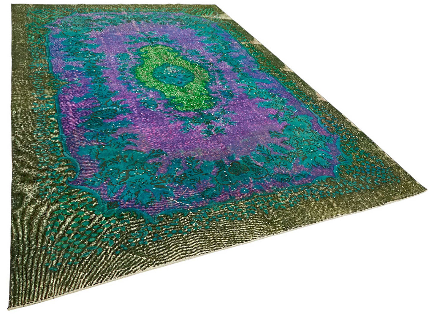 7x11 Vintage Hand-Carved Turkish Rug - 46995