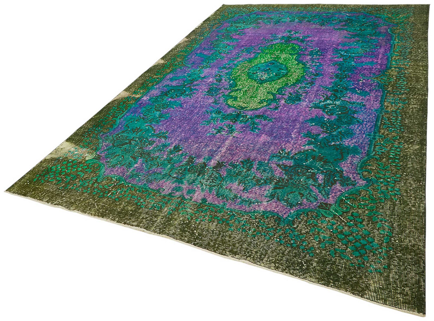 7x11 Vintage Hand-Carved Turkish Rug - 46995