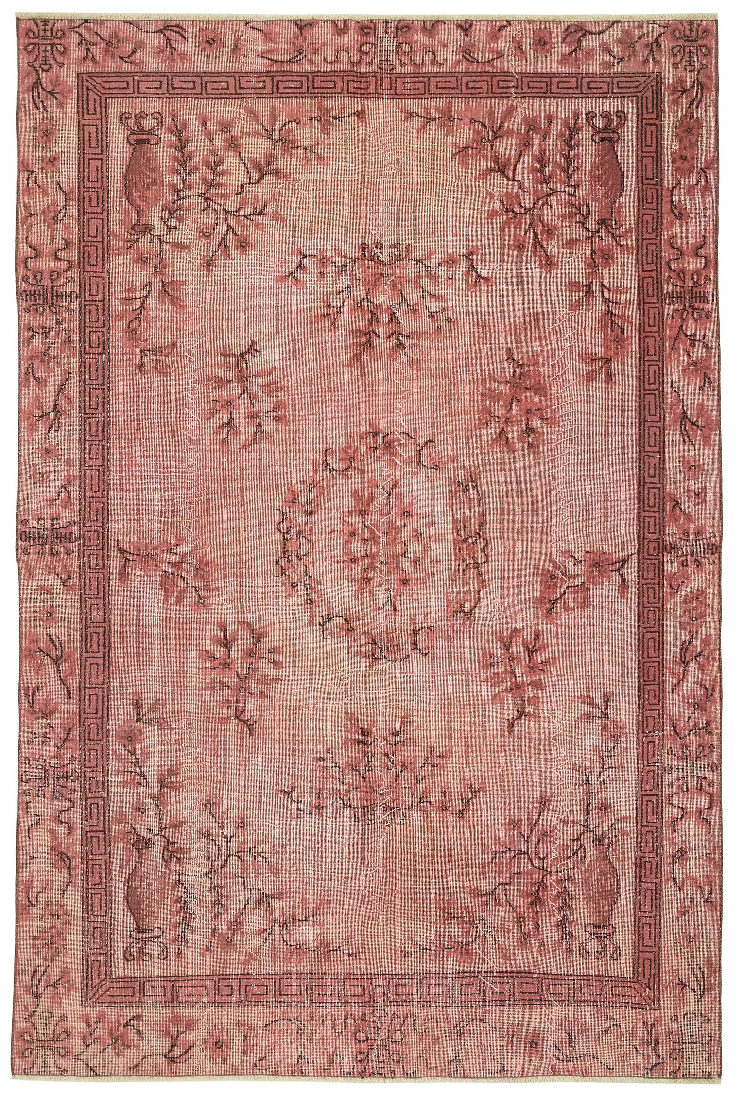 7x10 Vintage Hand-Carved Turkish Rug - 46998