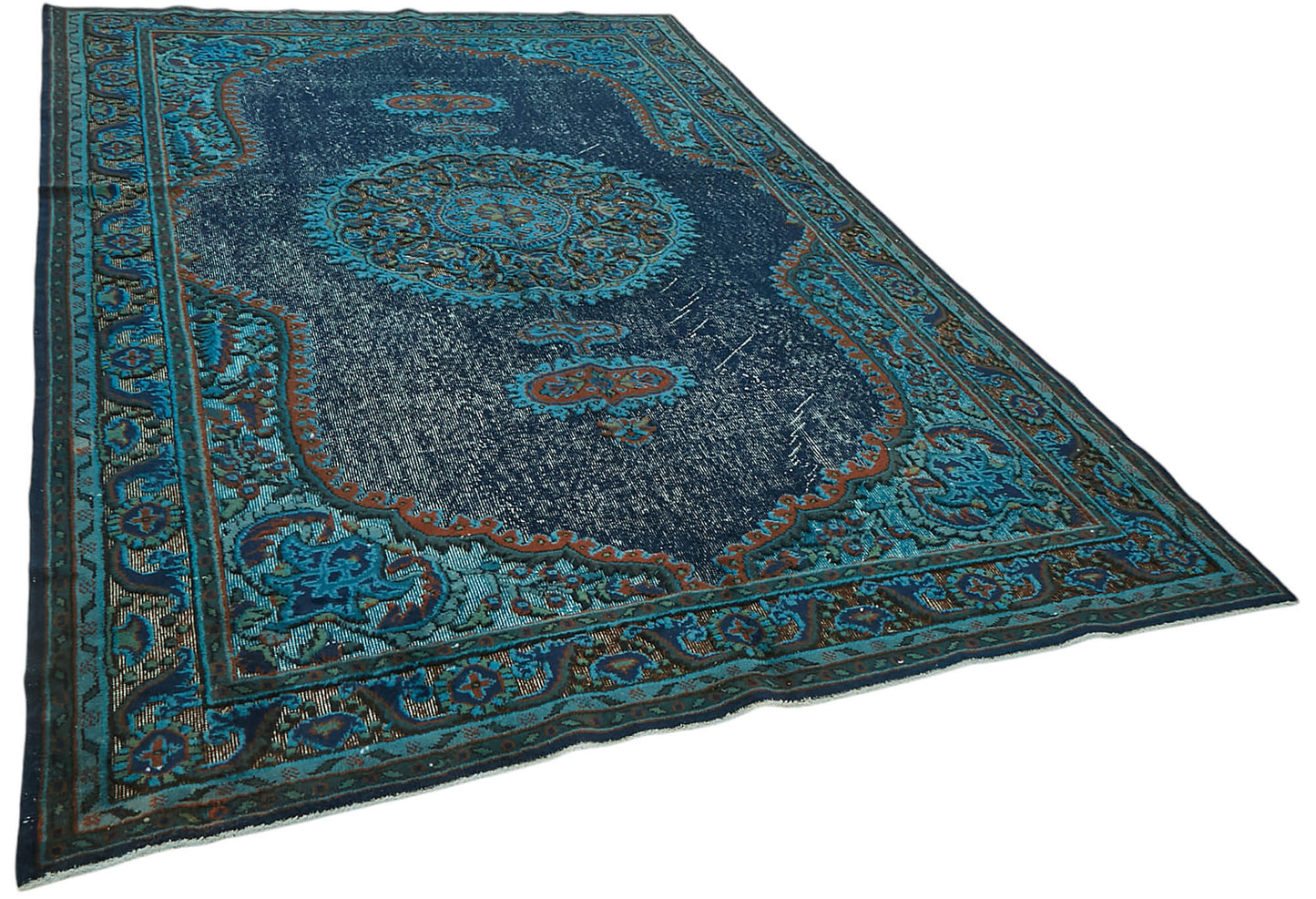 7x11 Vintage Hand-Carved Turkish Rug - 47013