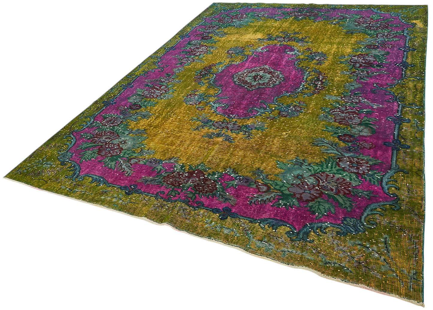 7x10 Vintage Hand-Carved Turkish Rug - 47018