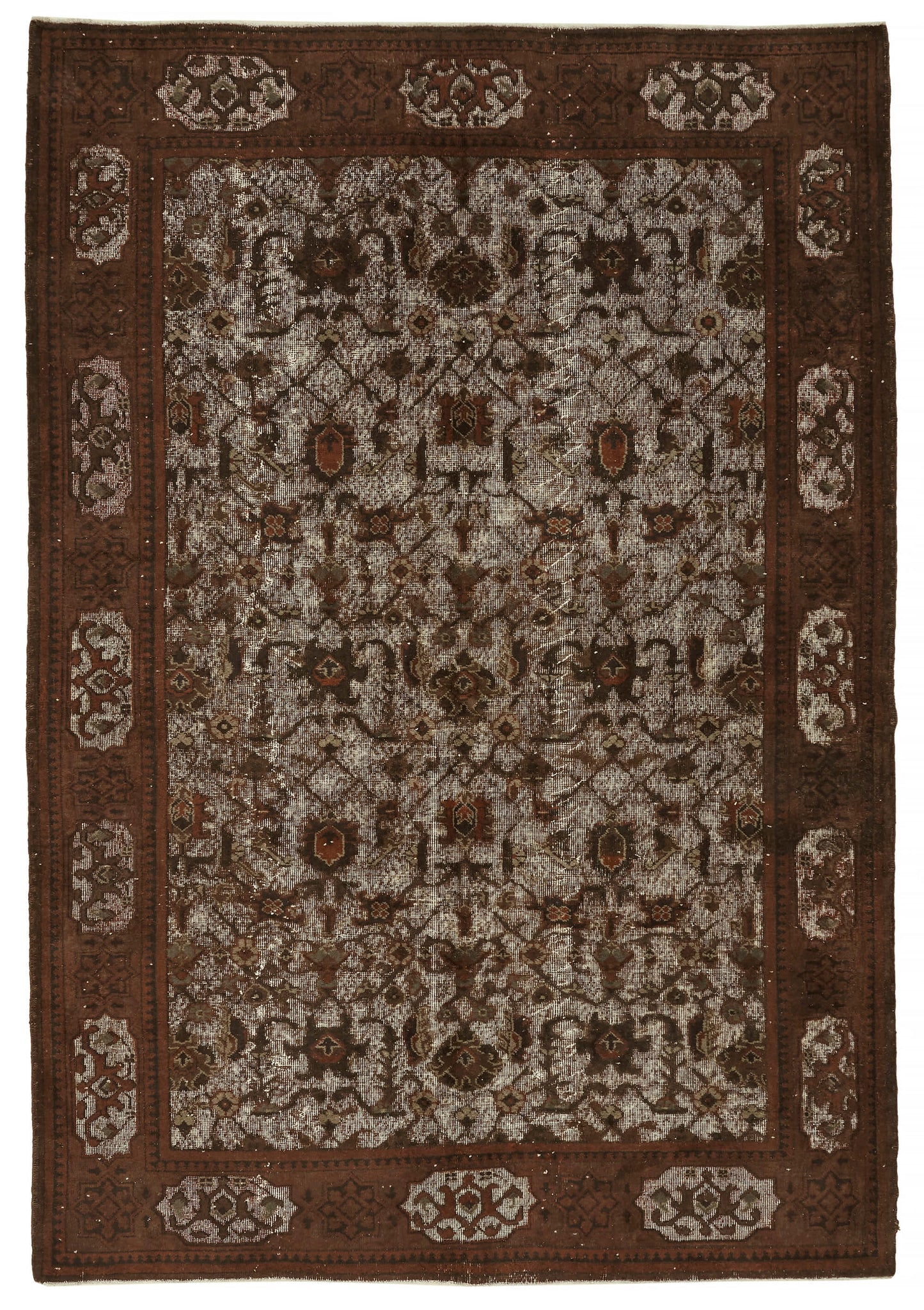 7x10 Vintage Hand-Carved Turkish Rug - 47042