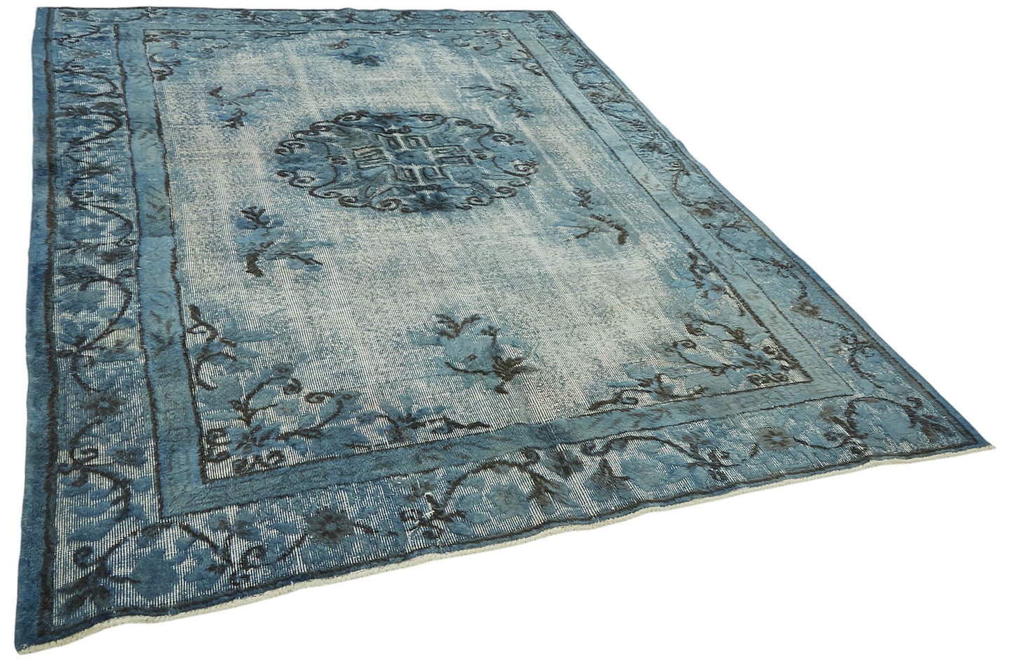 7x10 Vintage Hand-Carved Turkish Rug - 47049