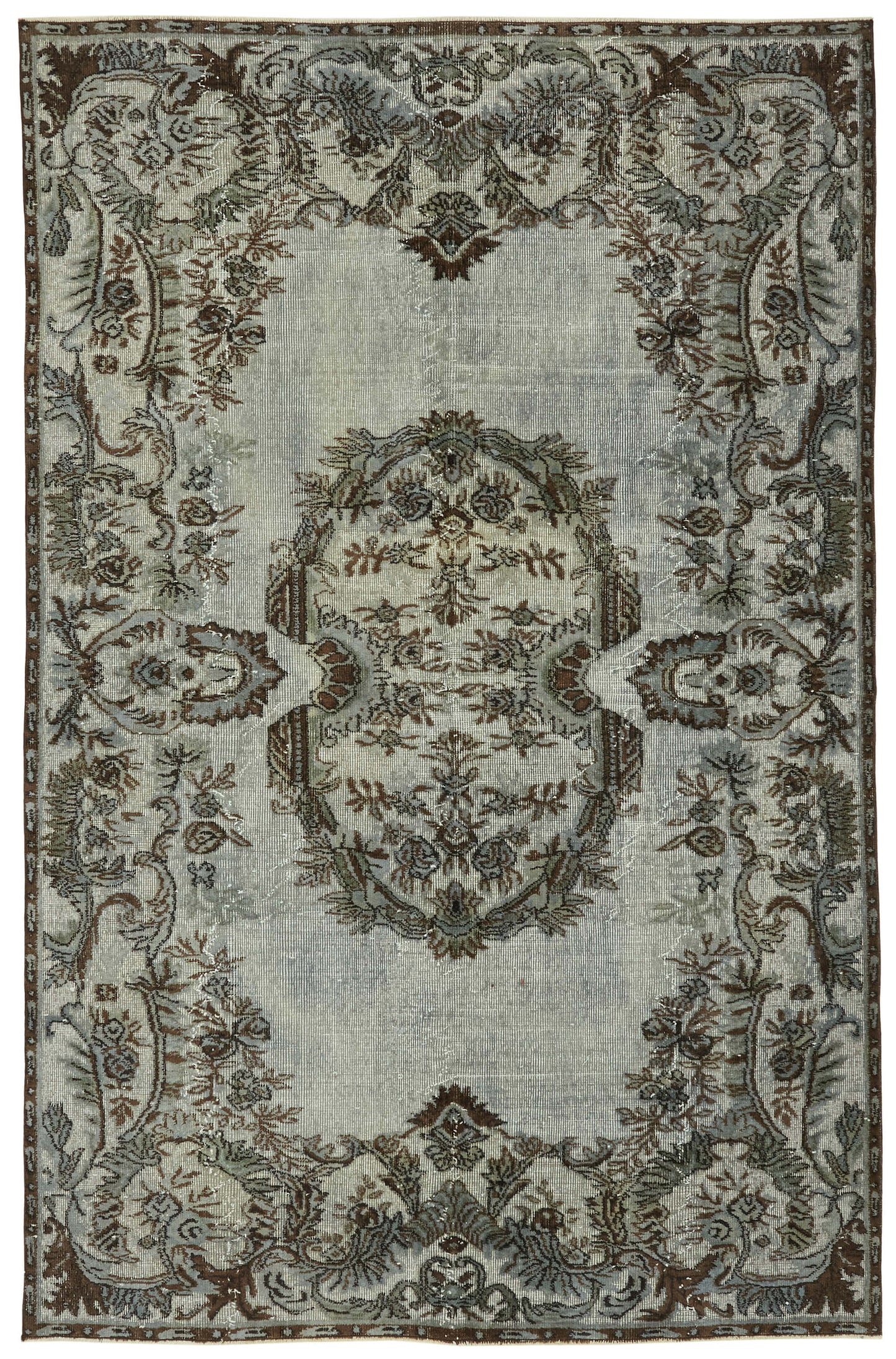6x9 Vintage Hand-Carved Turkish Rug - 47086