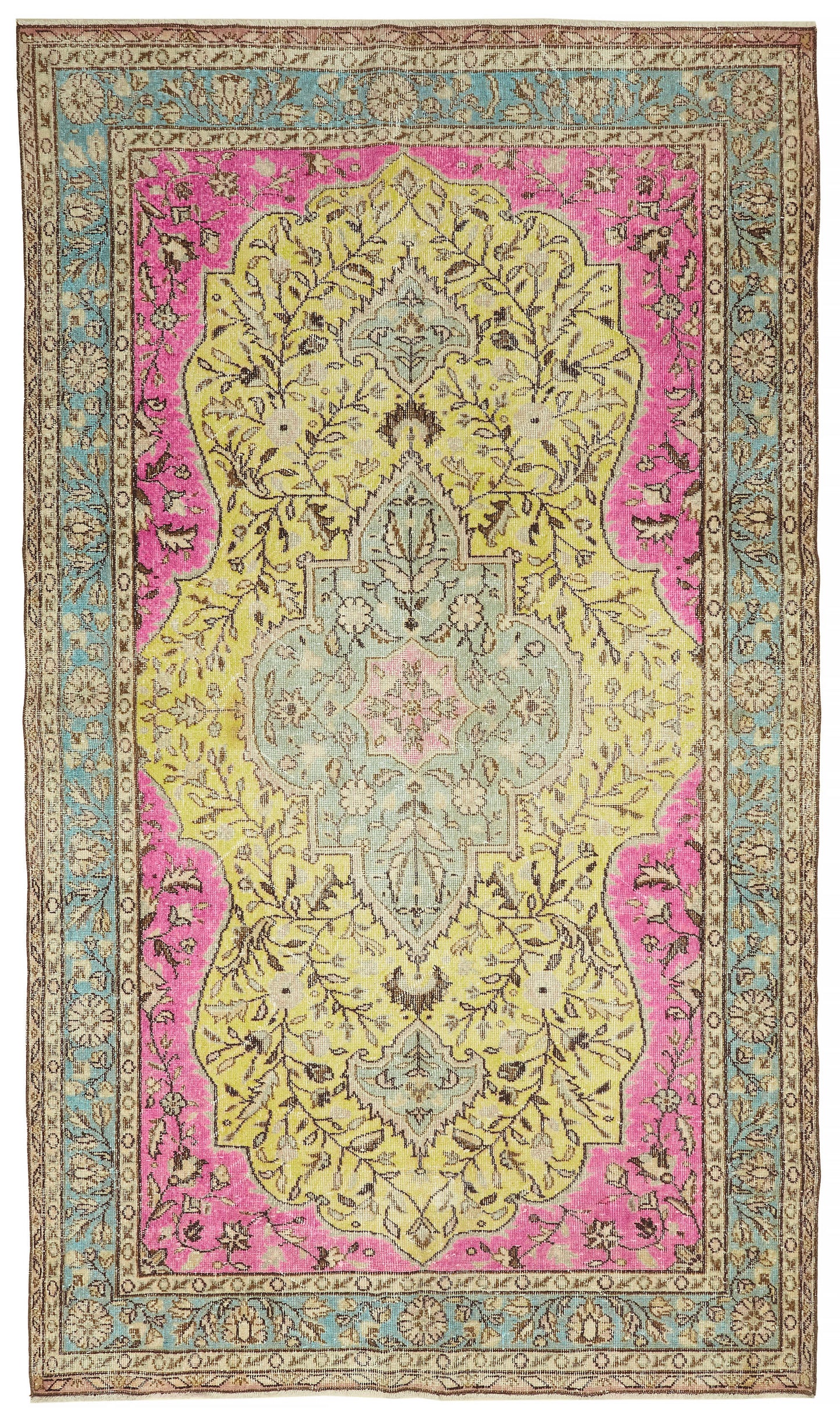 6x11 Vintage Hand-Carved Turkish Rug - 47115